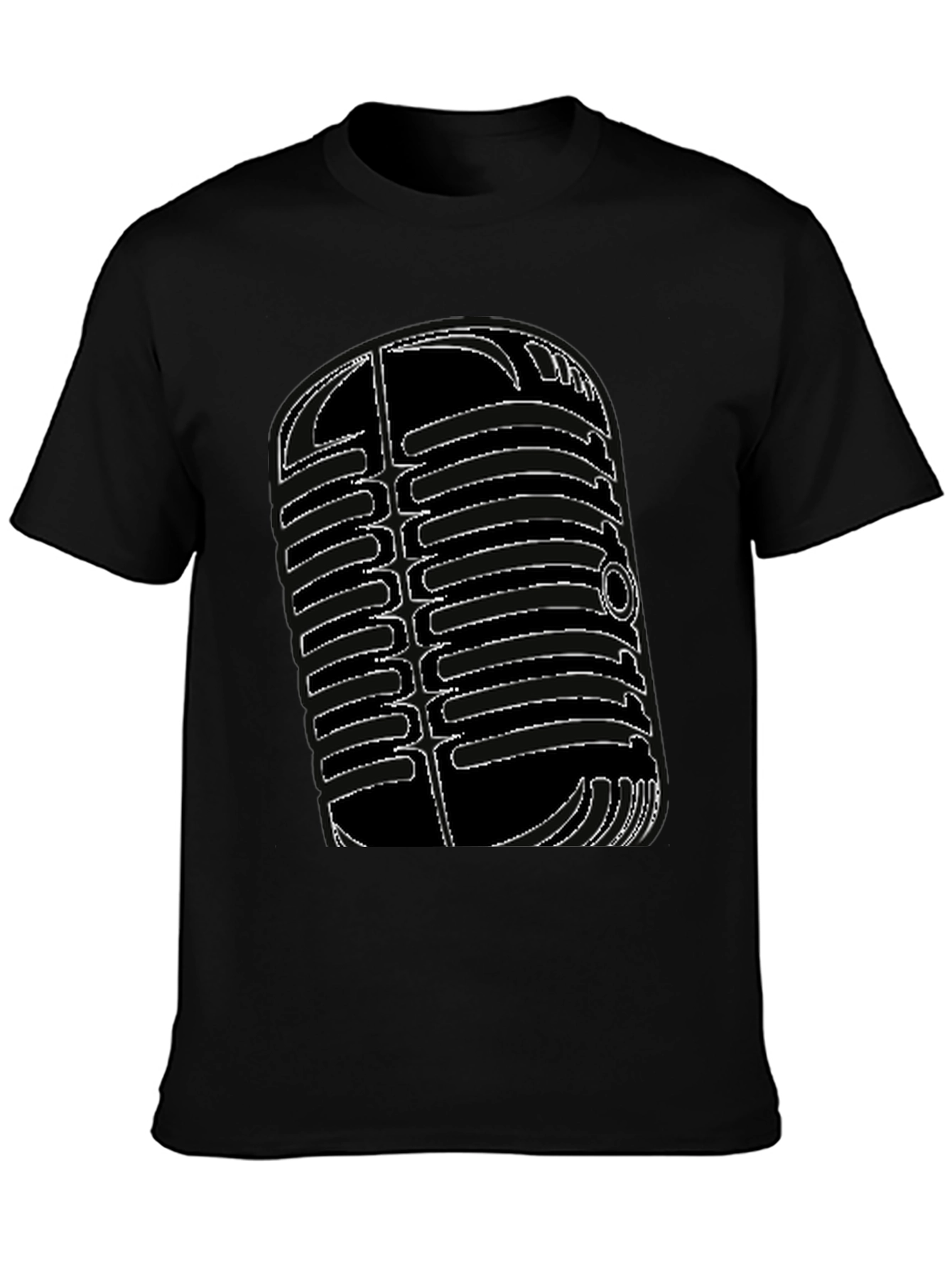 Black Vintage Microphone Graphic Tee - Classic Style view 3