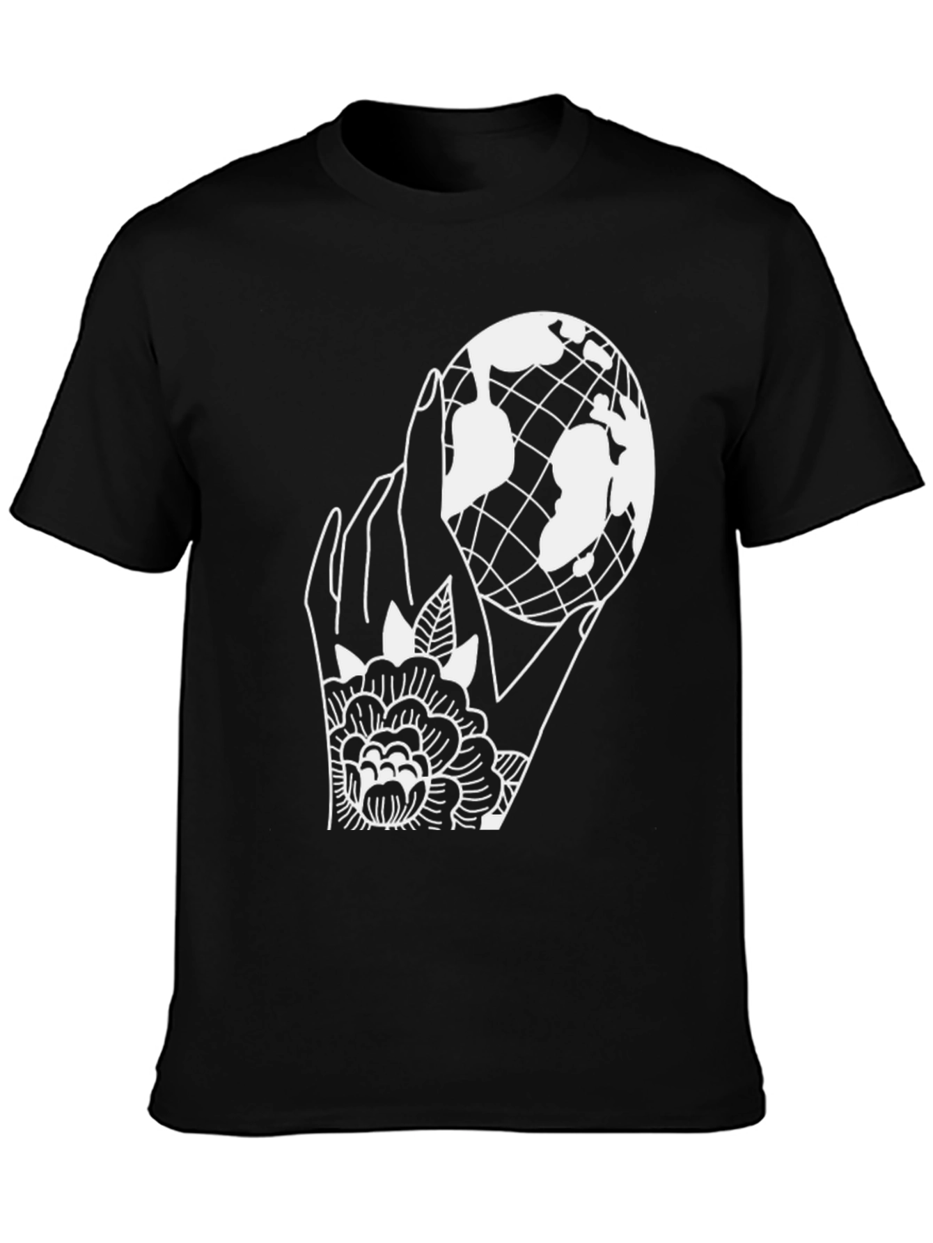 World in Hand Graphic Tee - Unisex Black T-Shirt - 3