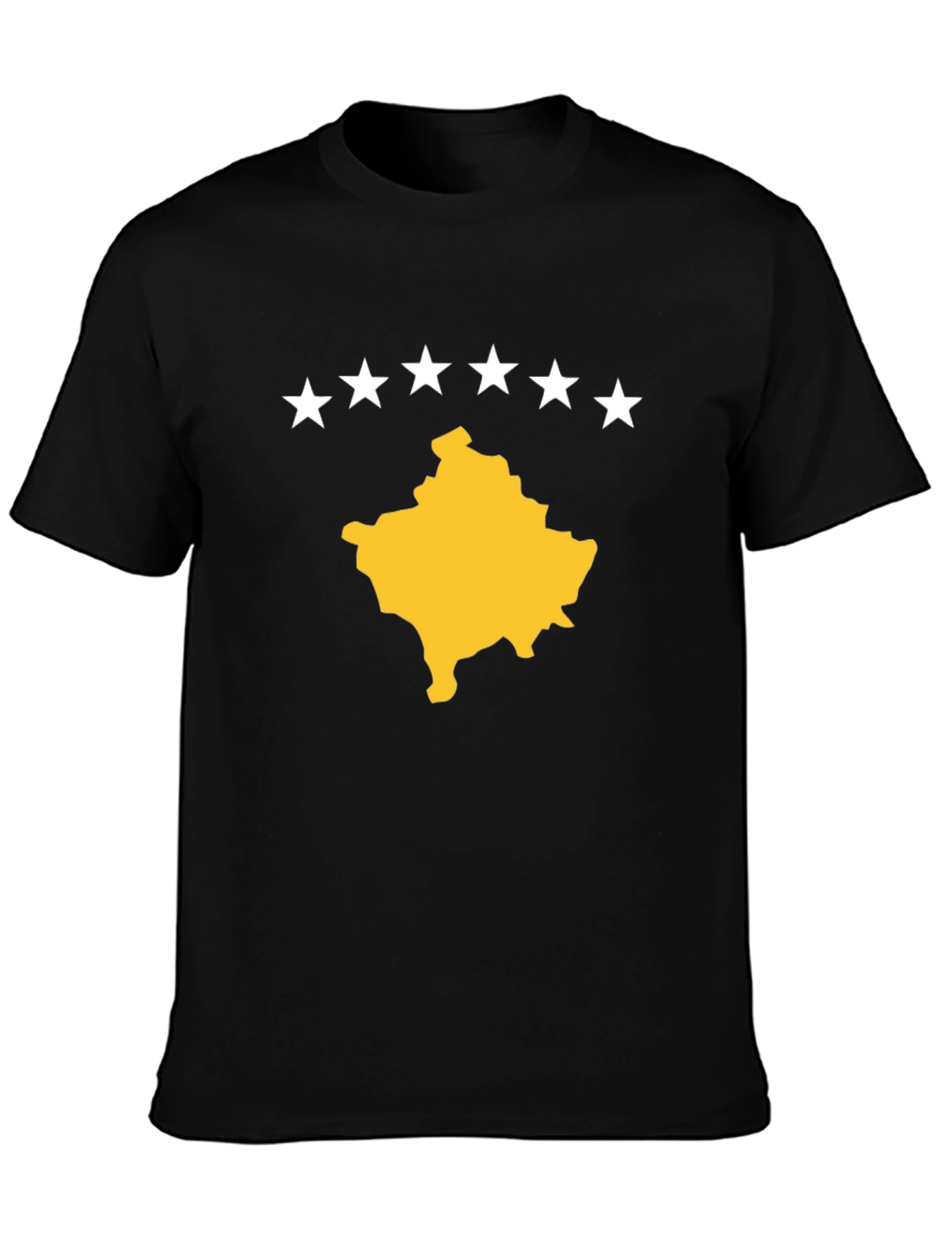 Kosovo Map T-Shirt - Black Cotton Tee with Star Design - 3