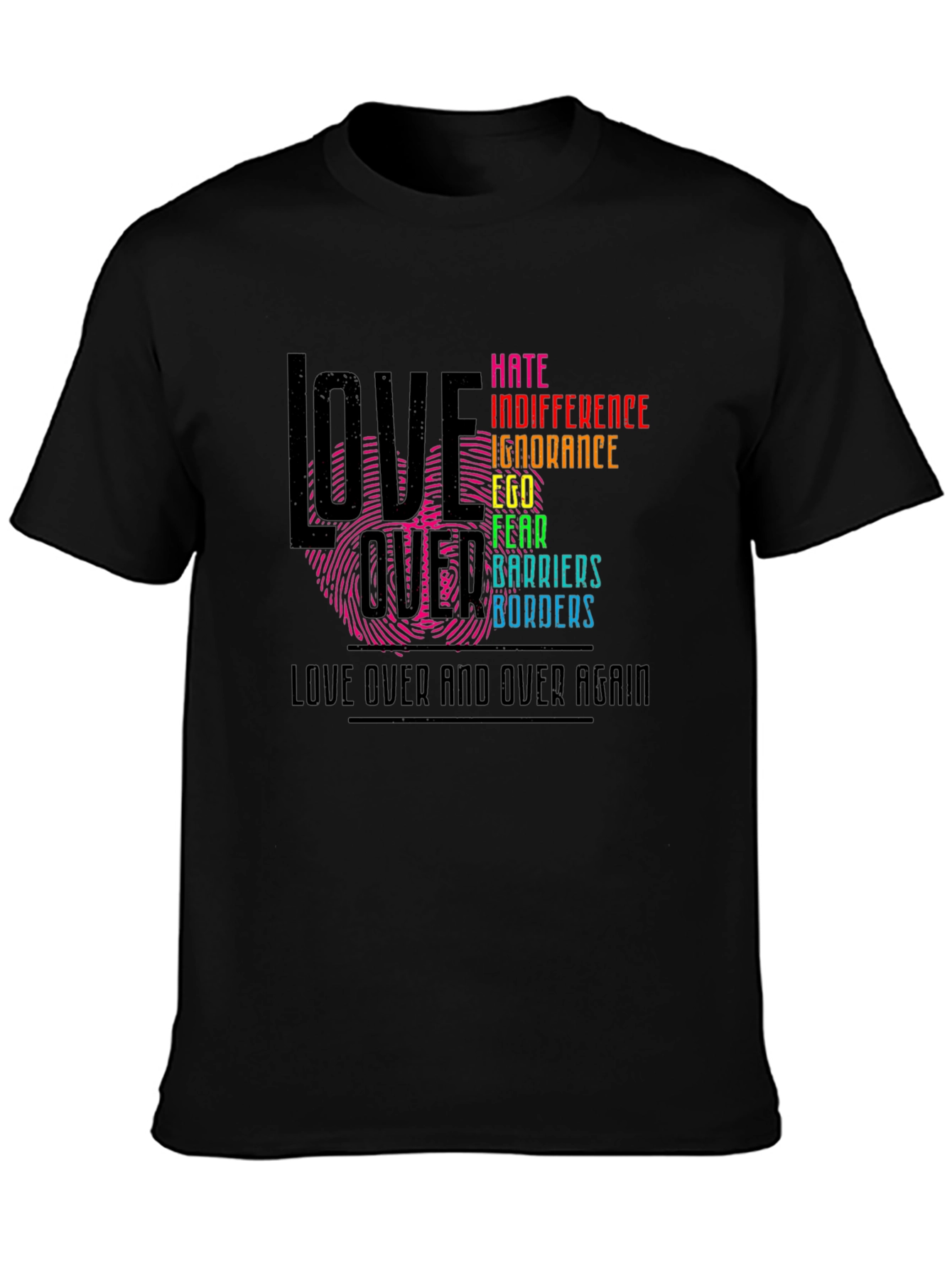 Black Love Over Hate Graphic T-Shirt view 3