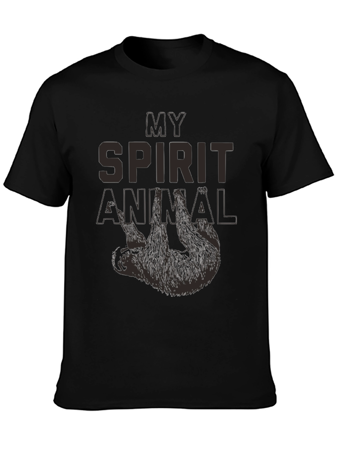 Black My Spirit Animal Sloth Graphic T-Shirt - Relaxed Fit view 3