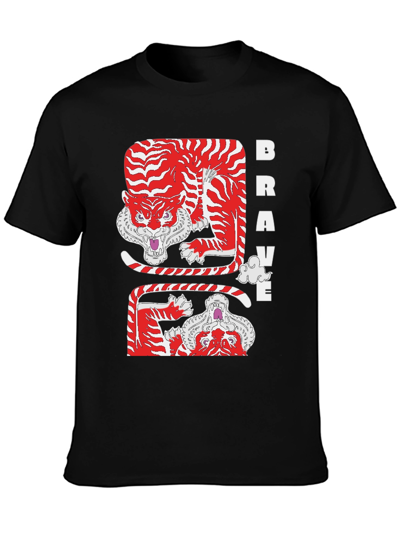 Black Brave Tiger Graphic Tee view 3