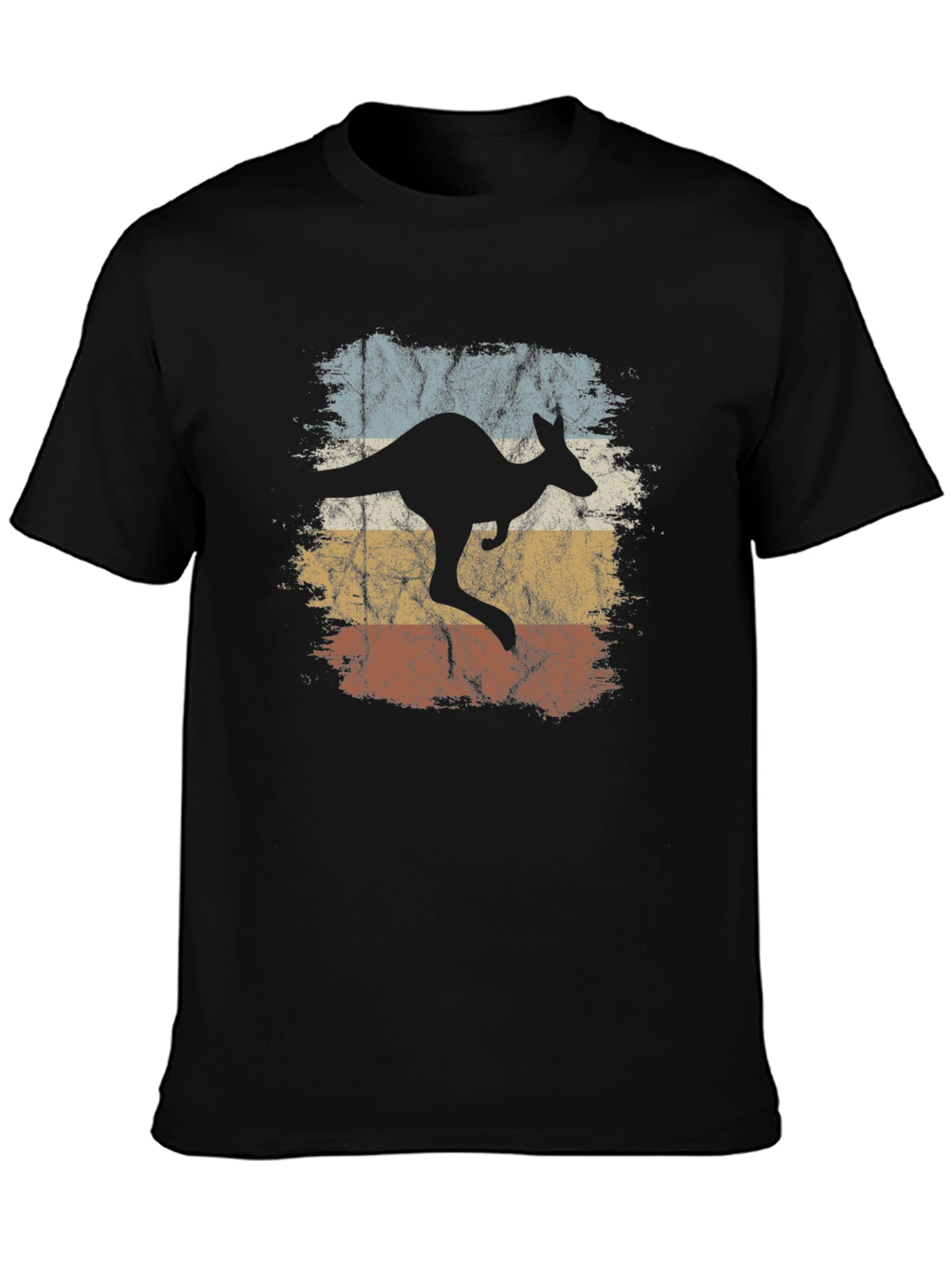 Black Retro Kangaroo Graphic T-Shirt - Vintage Style Tee view 3