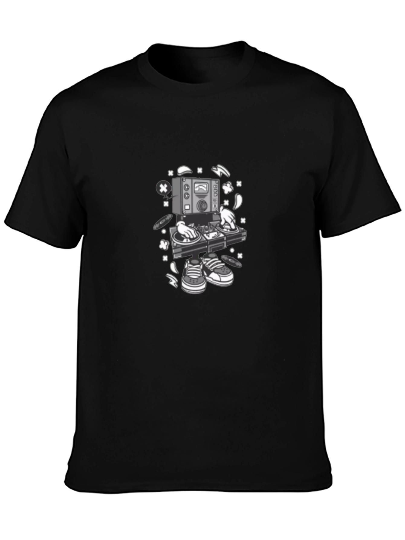 Black DJ Turntable Graphic T-Shirt - Black view 3