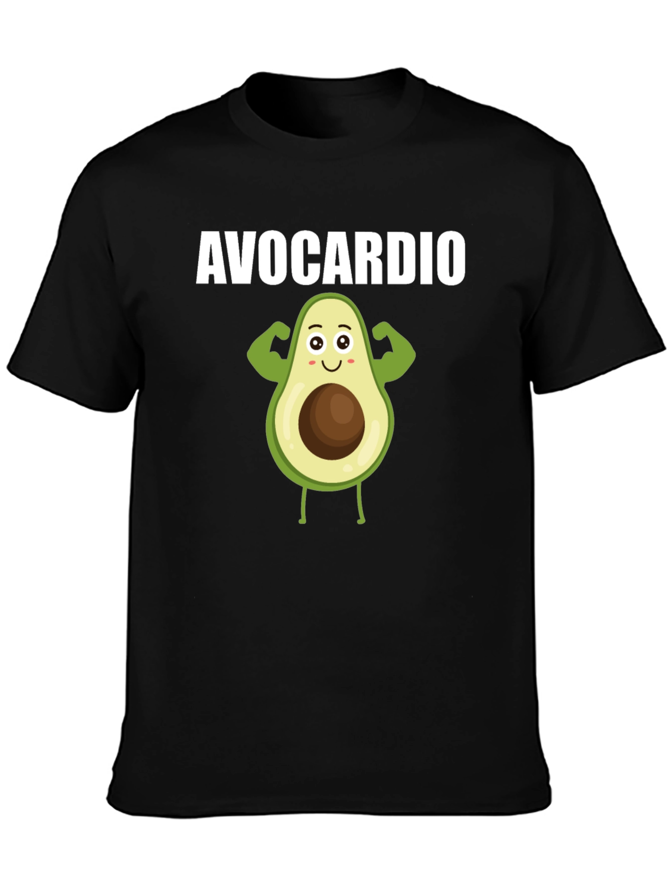 Black Avocardio Black T-Shirt - Funny Avocado Fitness Tee view 3