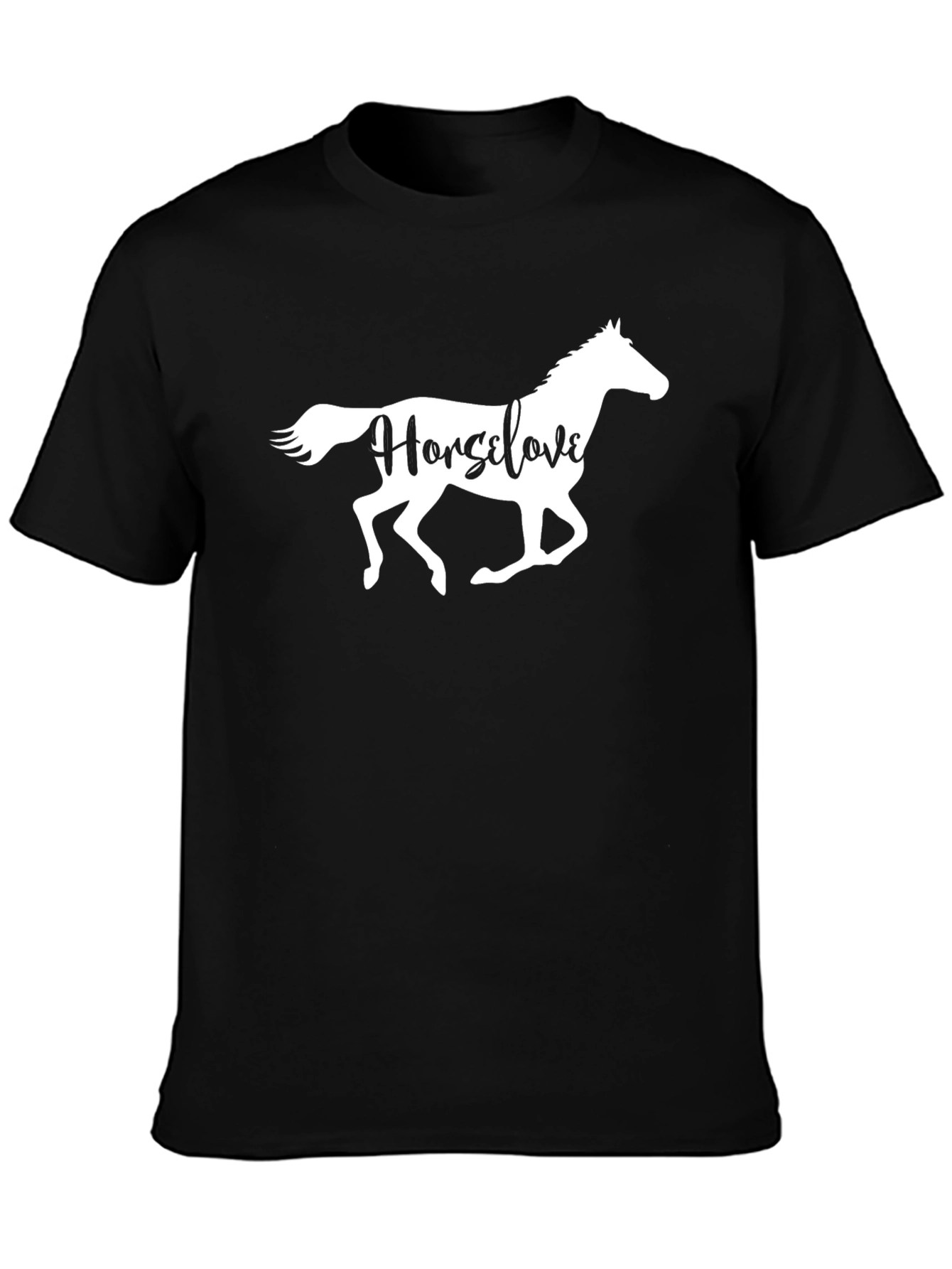 Black Horse Love Graphic Tee - Black Casual T-Shirt view 3