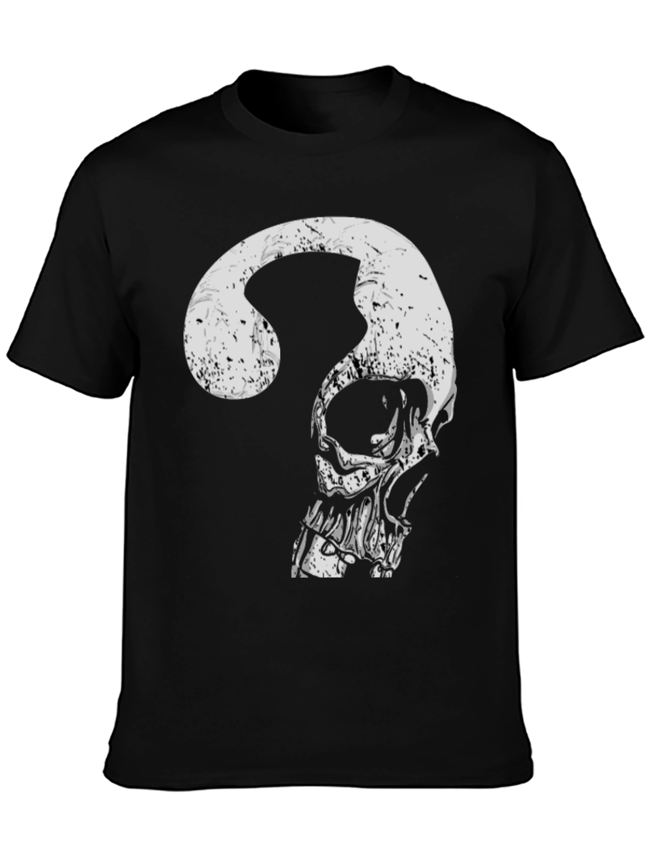 Black Skull Question Mark Graphic Tee - Men's Black T-Shirt view 3