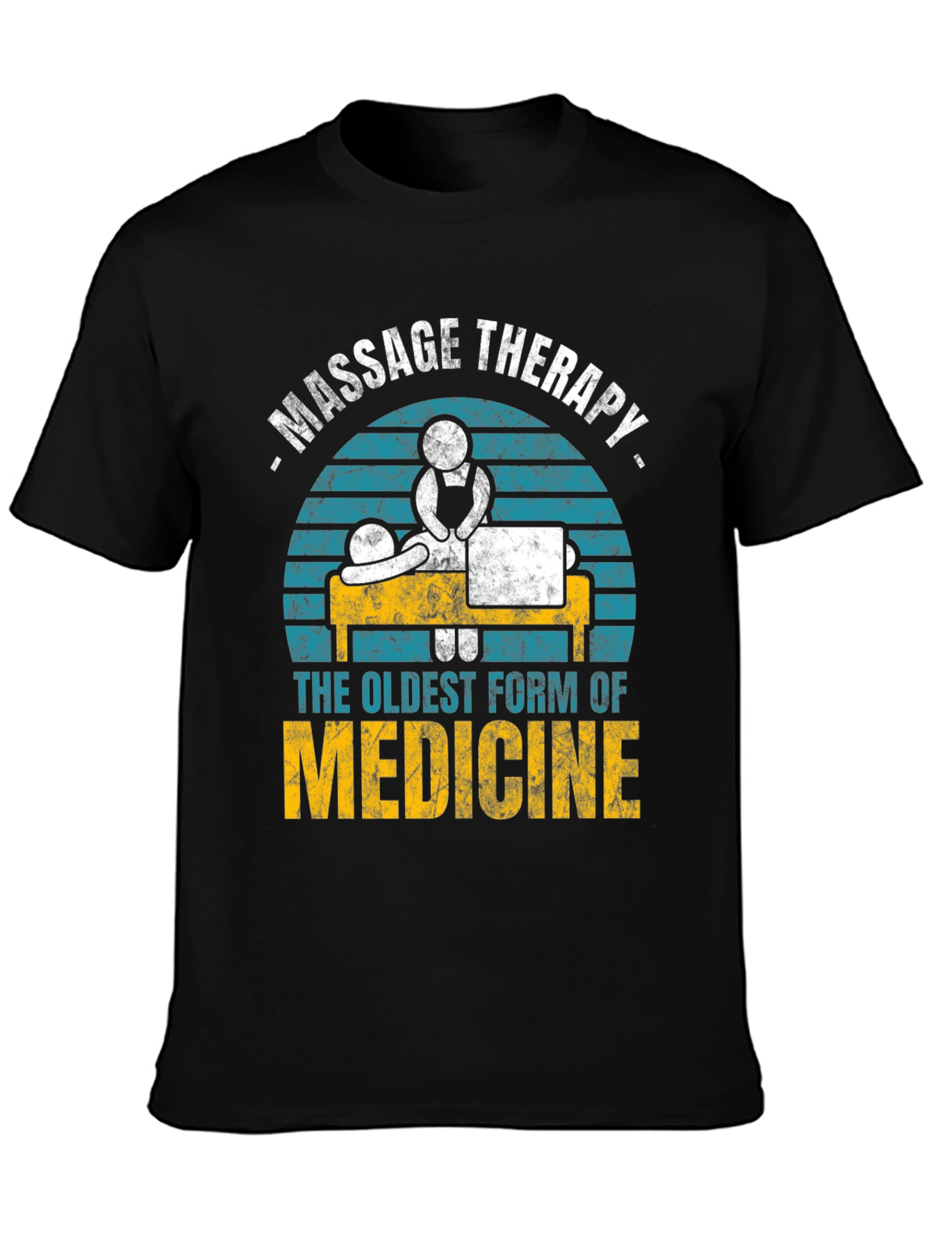 Black Massage Therapy T-Shirt - Oldest Form of Medicine view 3