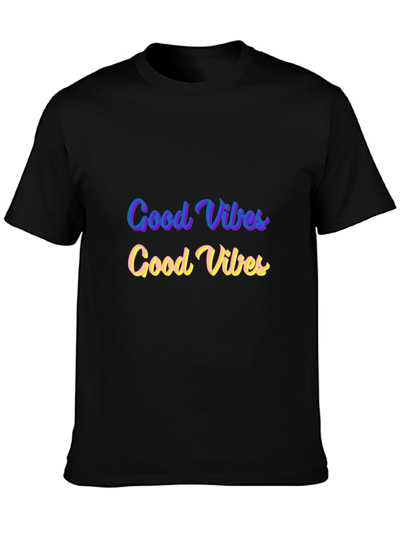 Black Good Vibes Graphic Tee - Black Cotton Comfort view 3