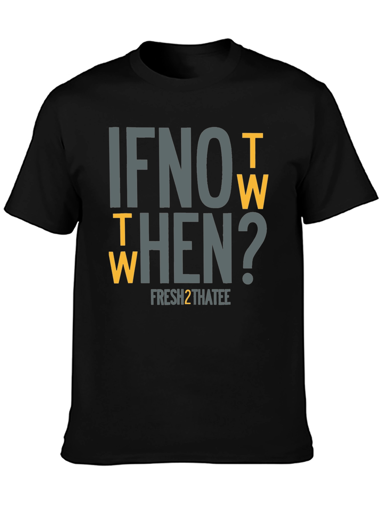 Black If Not Now Then When? Graphic T-Shirt view 3