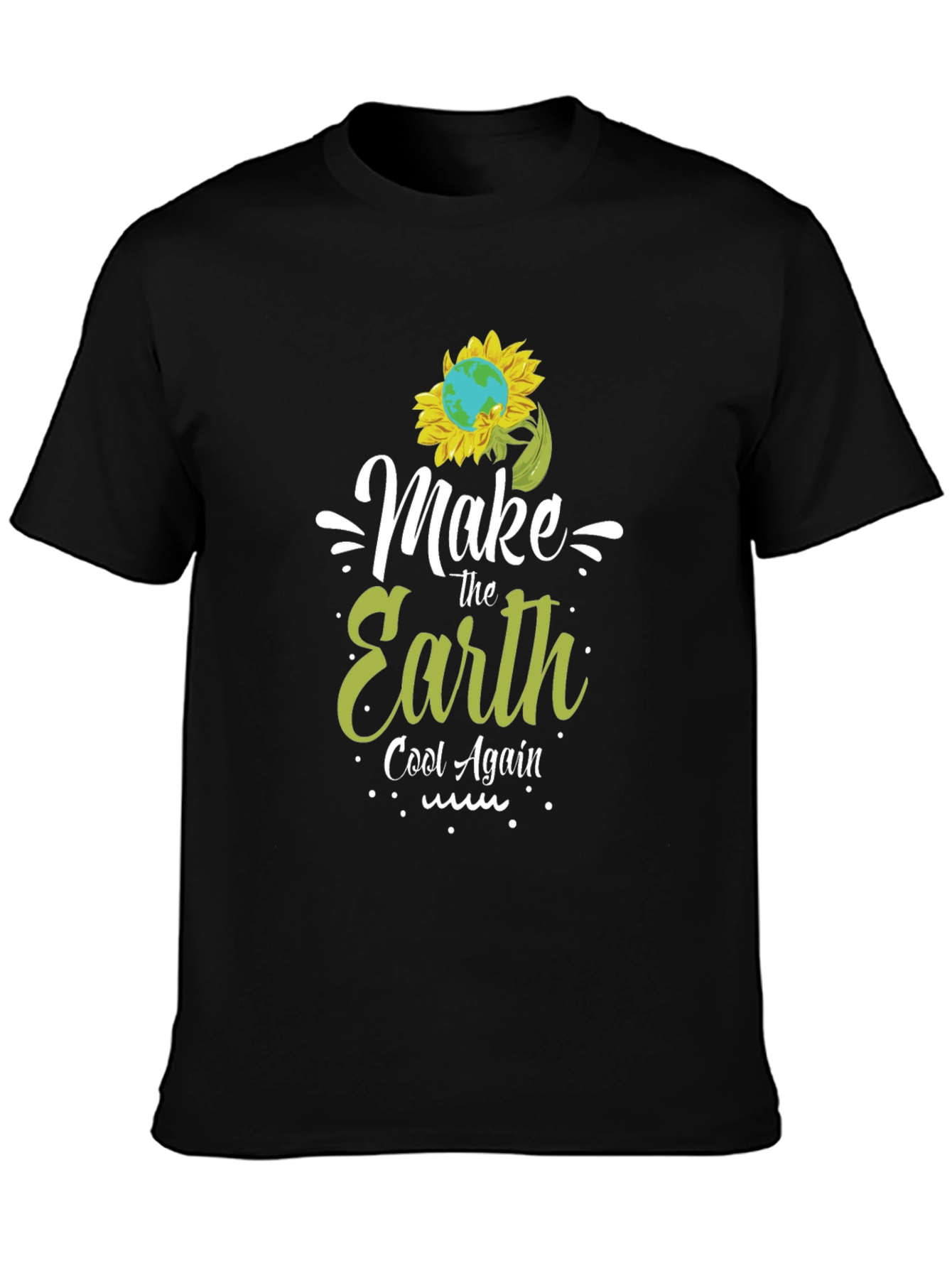 Black Eco-Friendly "Make Earth Cool" Graphic Tee view 3