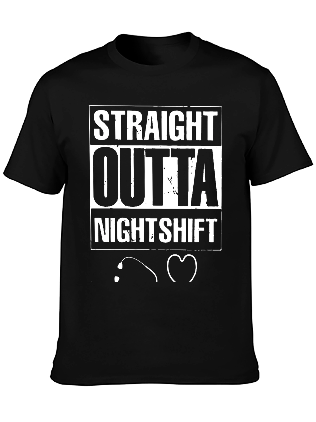 Black Straight Outta Nightshift Black Graphic Tee view 3