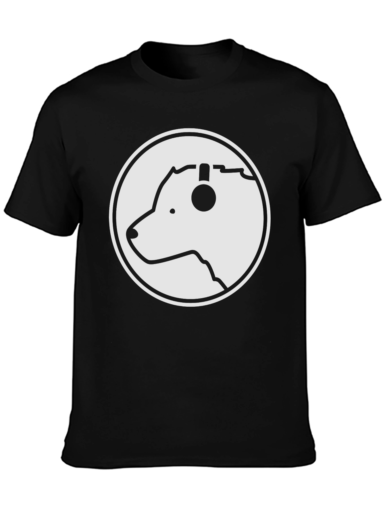 Black Dog DJ Graphic Tee - Cool Canine Headphones T-Shirt view 3