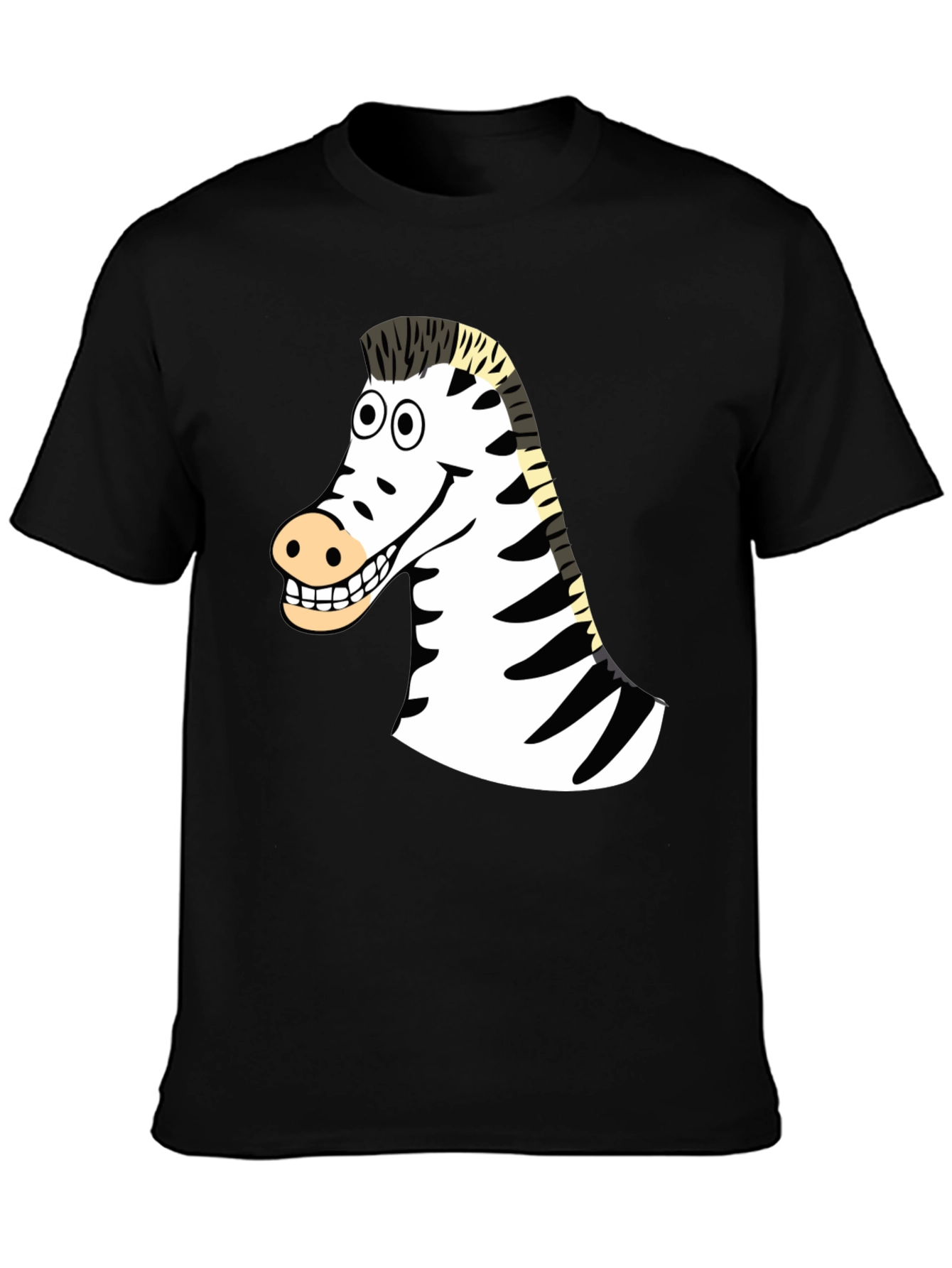 Black Zebra Cartoon Graphic T-Shirt view 3