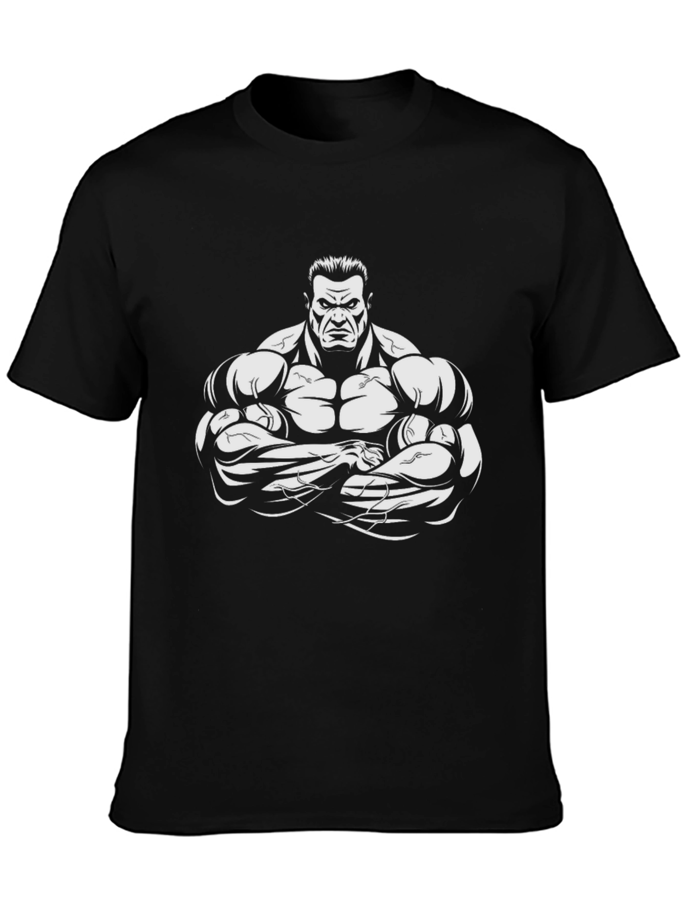 Black Muscle Man Graphic T-Shirt - Black view 3