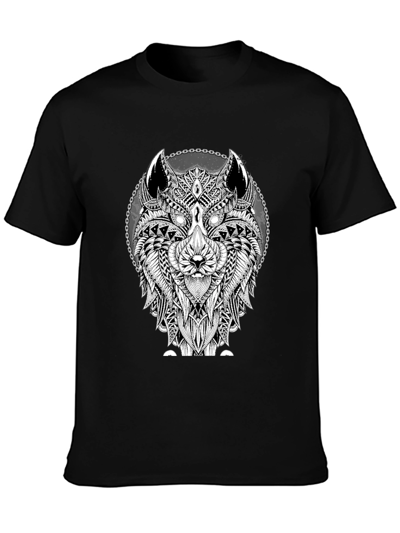 Black Wolf Graphic Tee - Black Cotton T-Shirt view 3