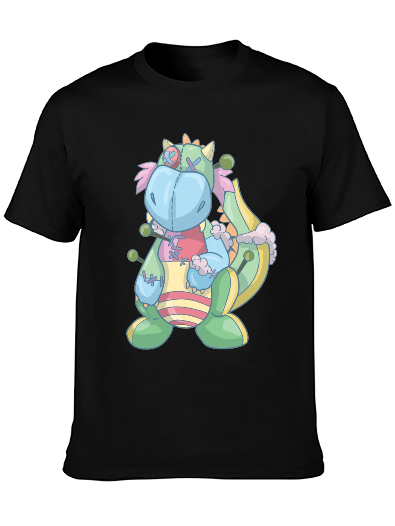 Black Whimsical Stuffed Dragon Graphic Tee view 3