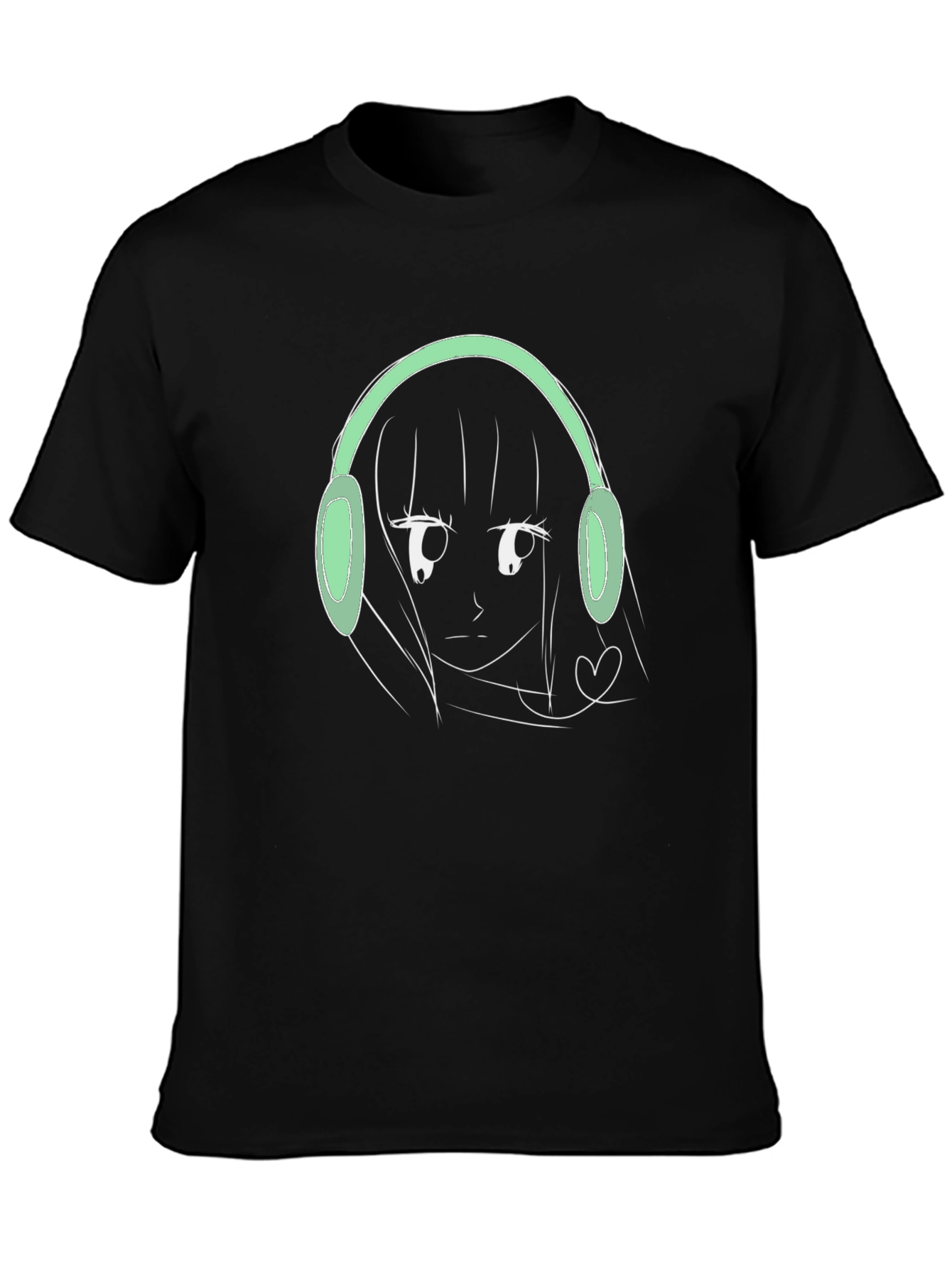 Anime Girl Headphones Graphic T-Shirt - Trendy Streetwear - 3