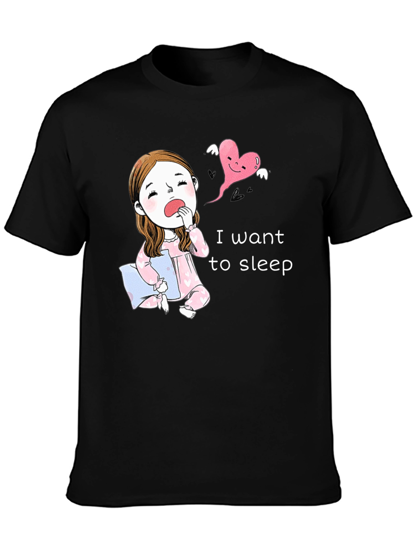 Black Sleepy Cartoon Tee - I Want To Sleep! view 3