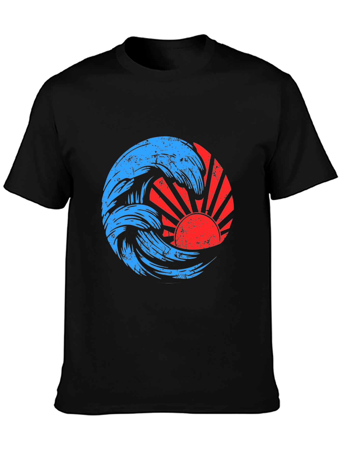 Black Retro Wave and Sun Graphic Tee view 3