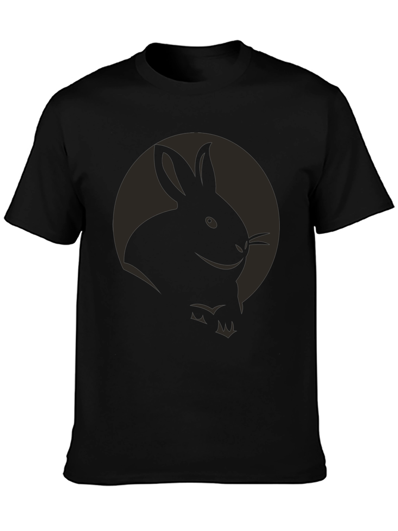 Black Rabbit Graphic Tee - Soft Black Cotton Shirt view 3