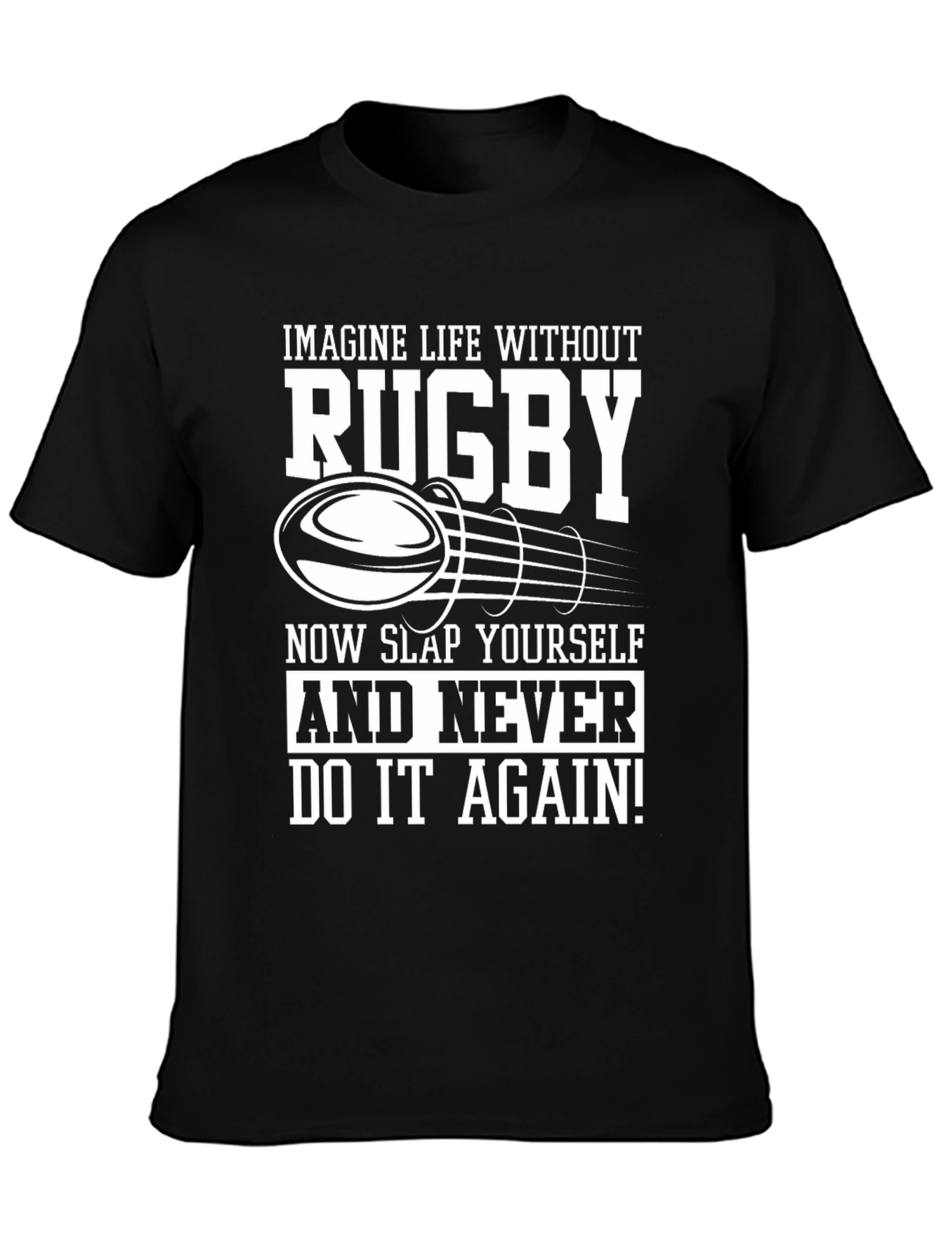 Black Rugby Lover Black T-Shirt - Slap Yourself! view 3