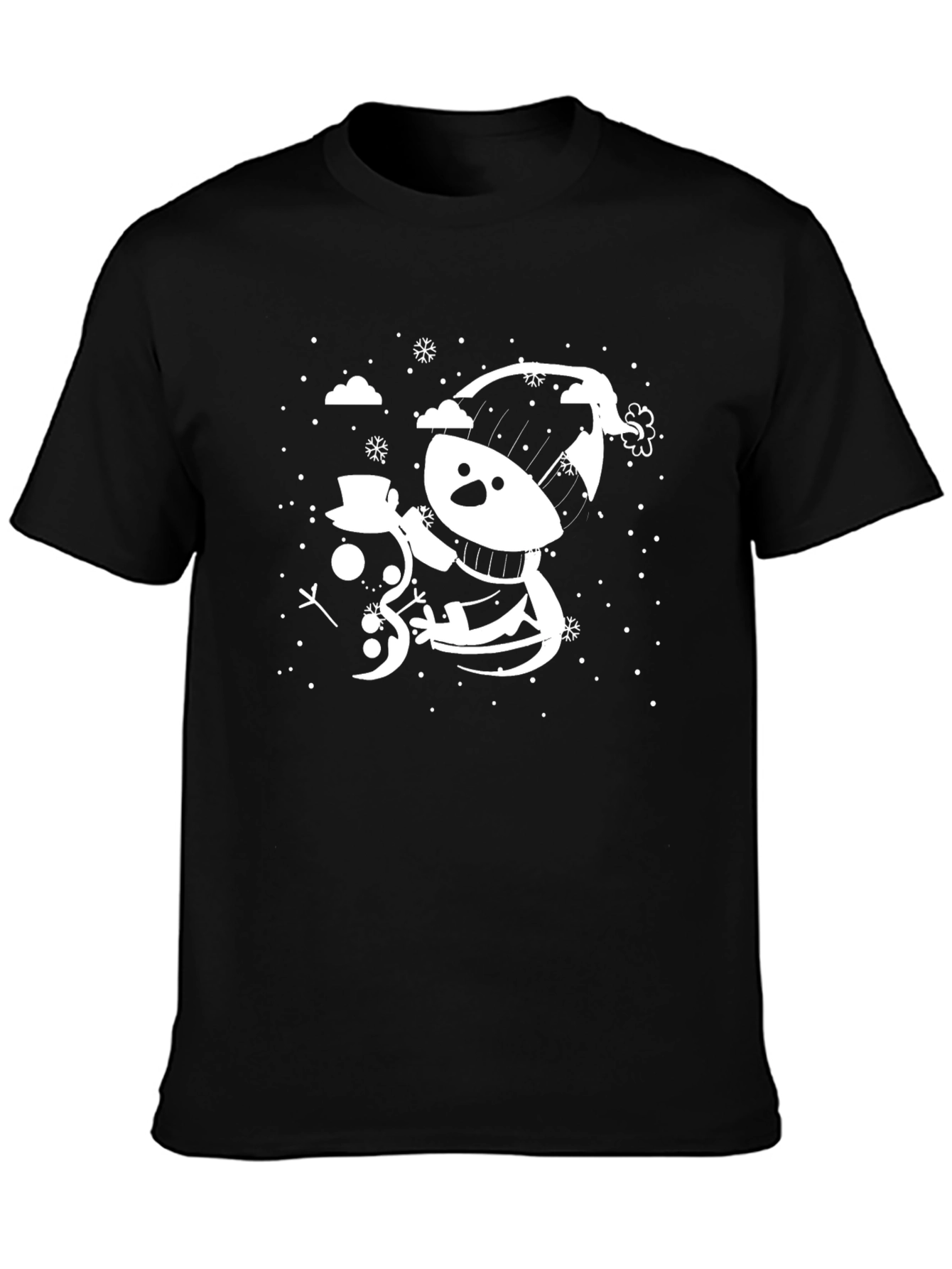 Black Whimsical Snowman Graphic Tee - Holiday Cheer view 3