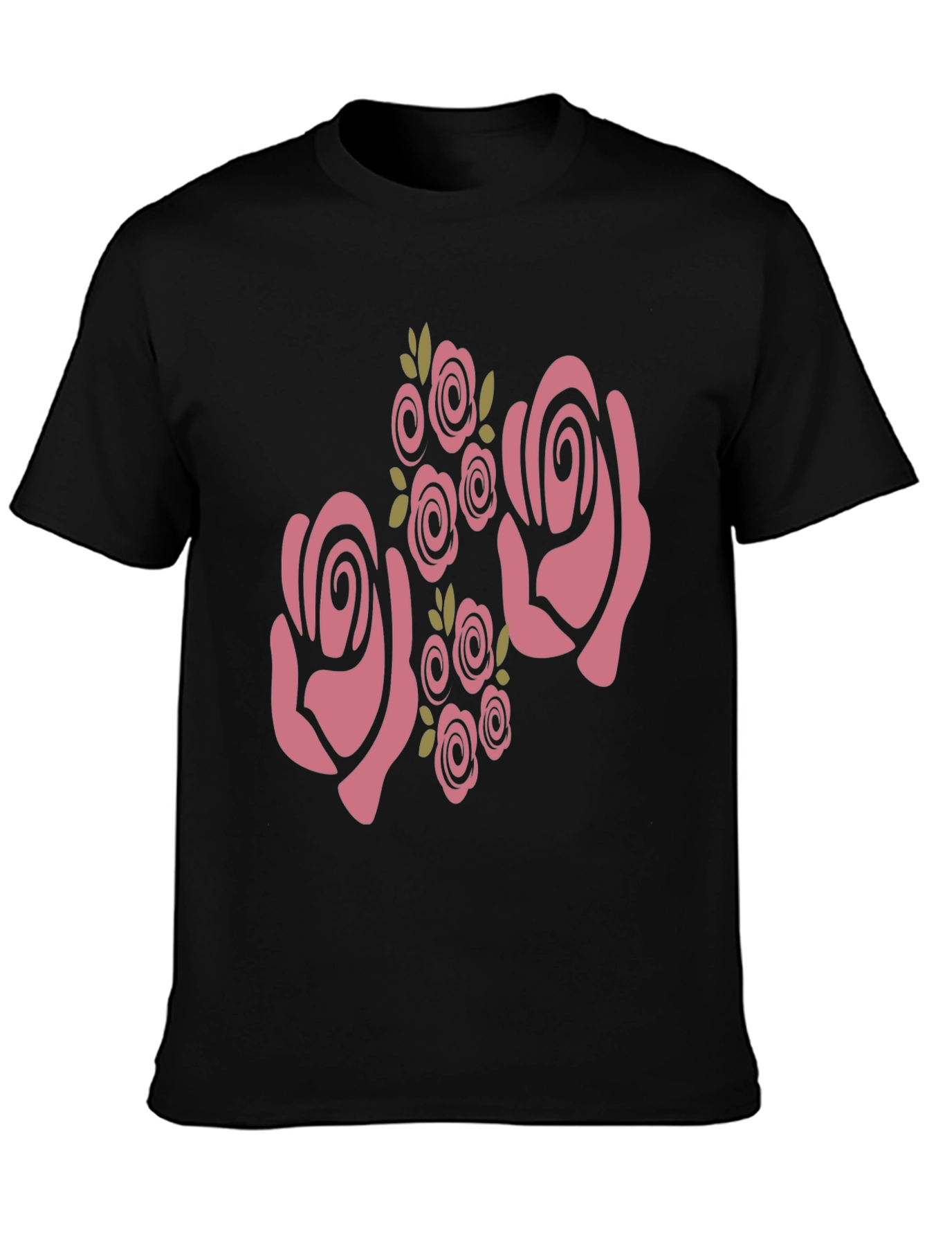 Black Floral Rose Graphic Black T-Shirt view 3