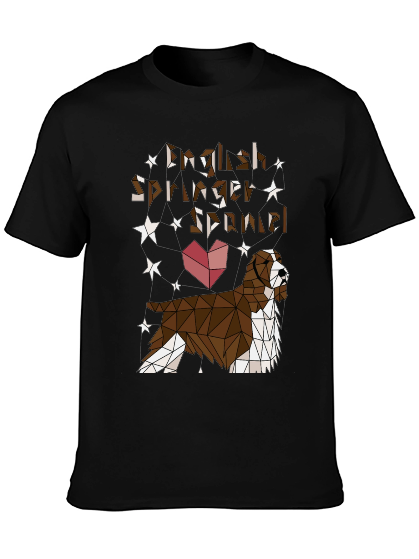 Black English Springer Spaniel Geometric T-Shirt view 3
