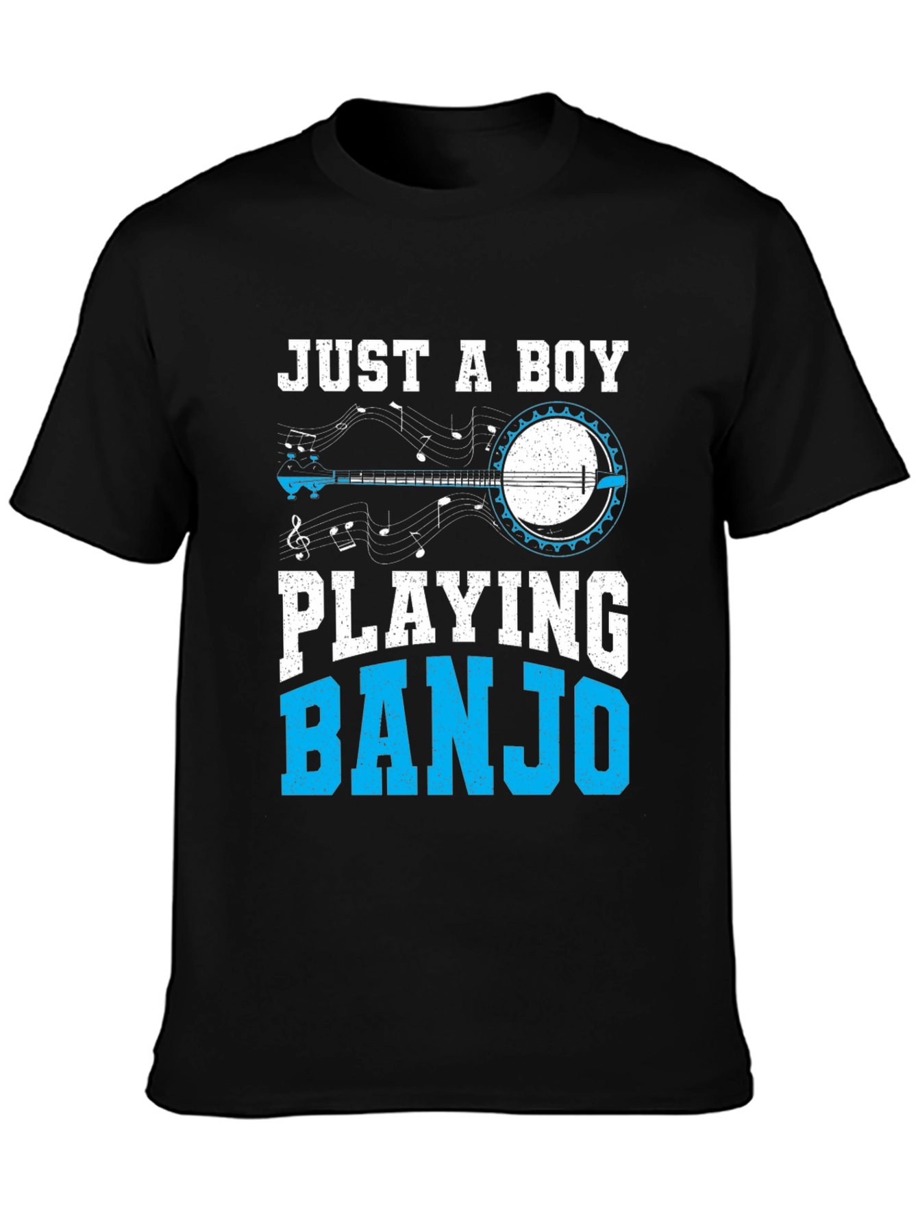 Black Just a Boy Playing Banjo T-Shirt view 3
