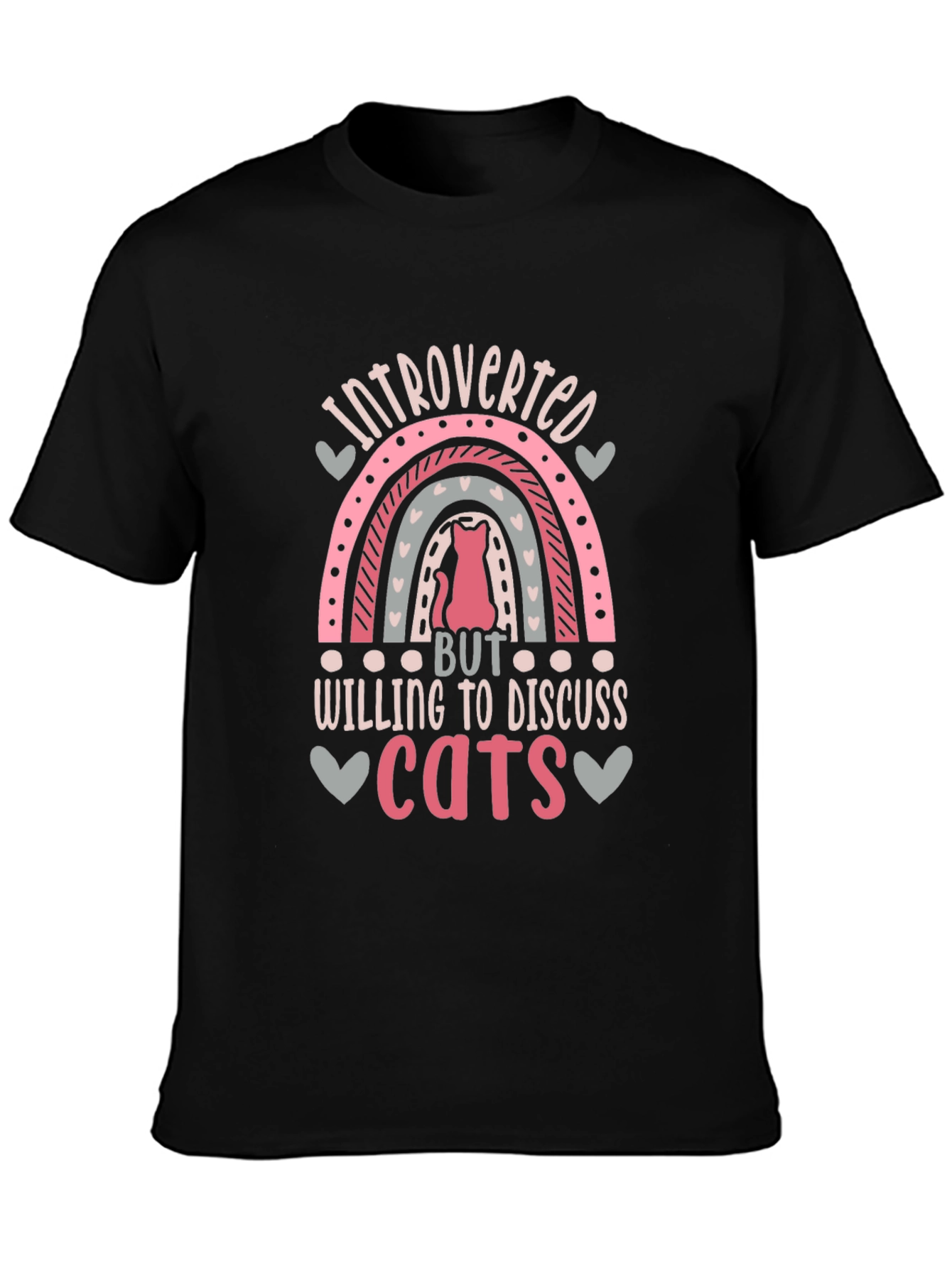 Black Introverted Cat Lover T-Shirt view 3