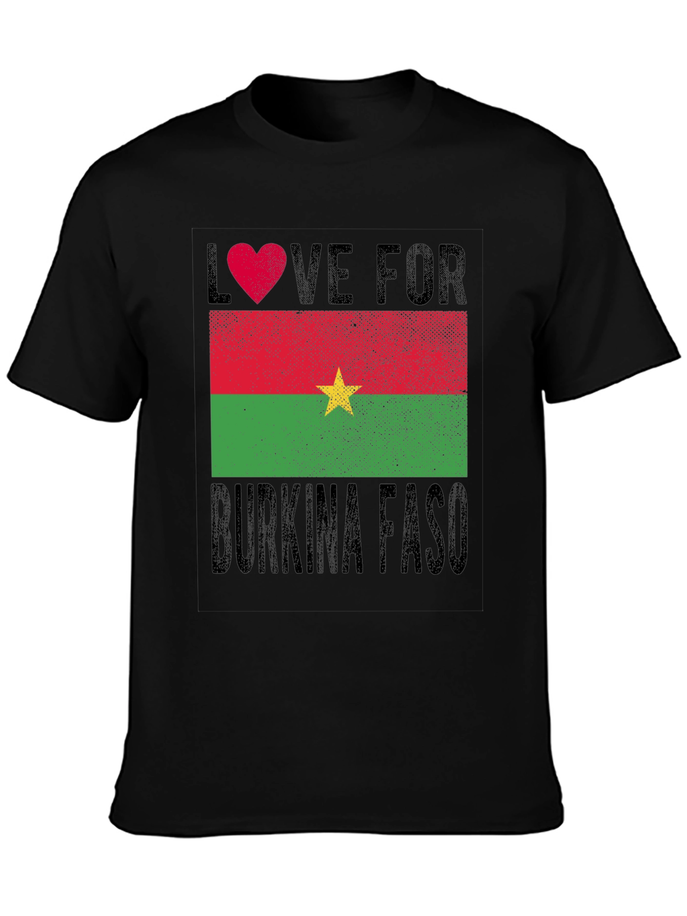 Black Burkina Faso Flag Heart T-Shirt - Love for Country Tee view 3