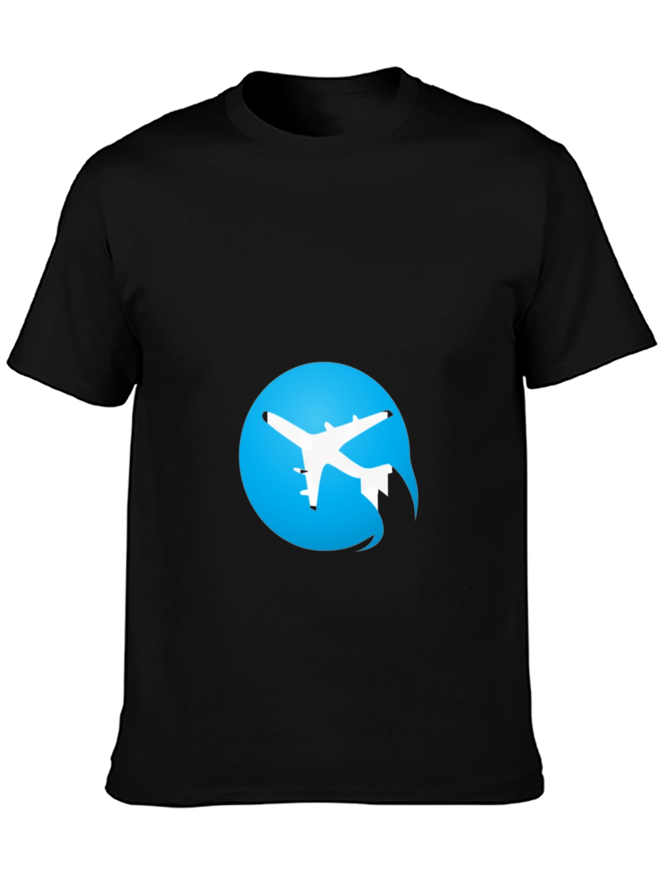Black Airplane Logo Black T-Shirt view 3