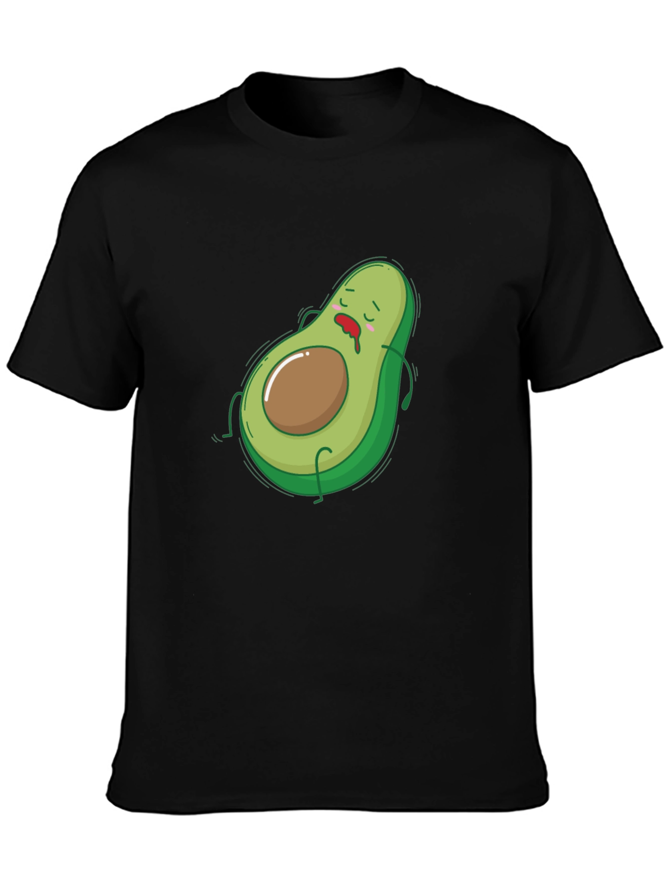 Black Funny Avocado Graphic T-Shirt - Black Cotton Tee view 3