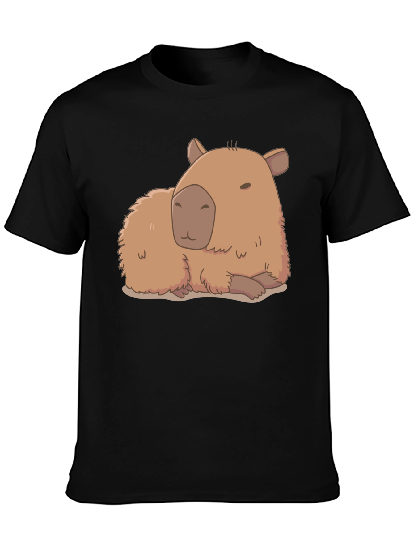 Black Capybara Graphic Tee - Relaxed Fit Cotton T-Shirt view 3