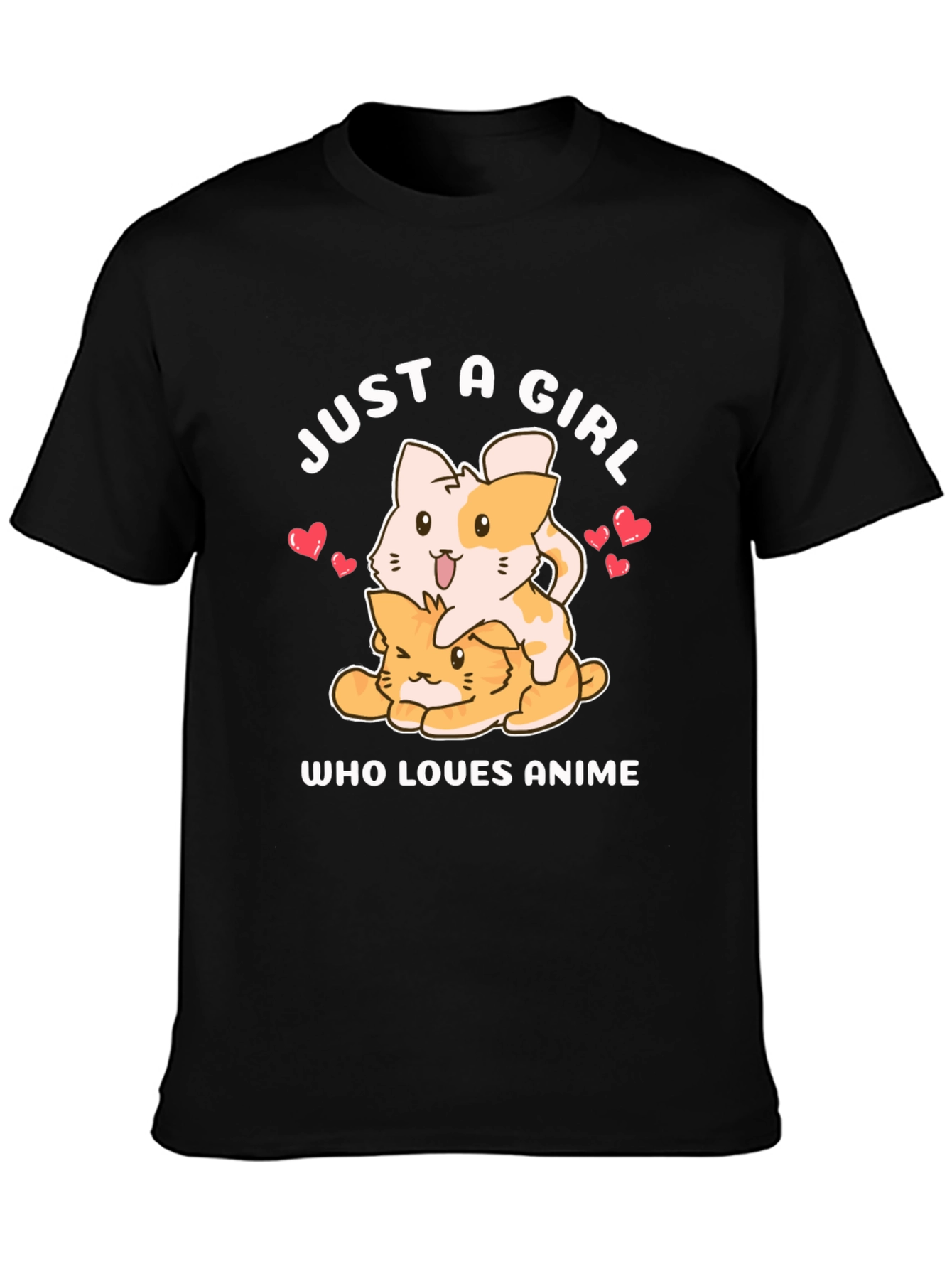 Black Just a Girl Who Loves Anime T-Shirt view 3