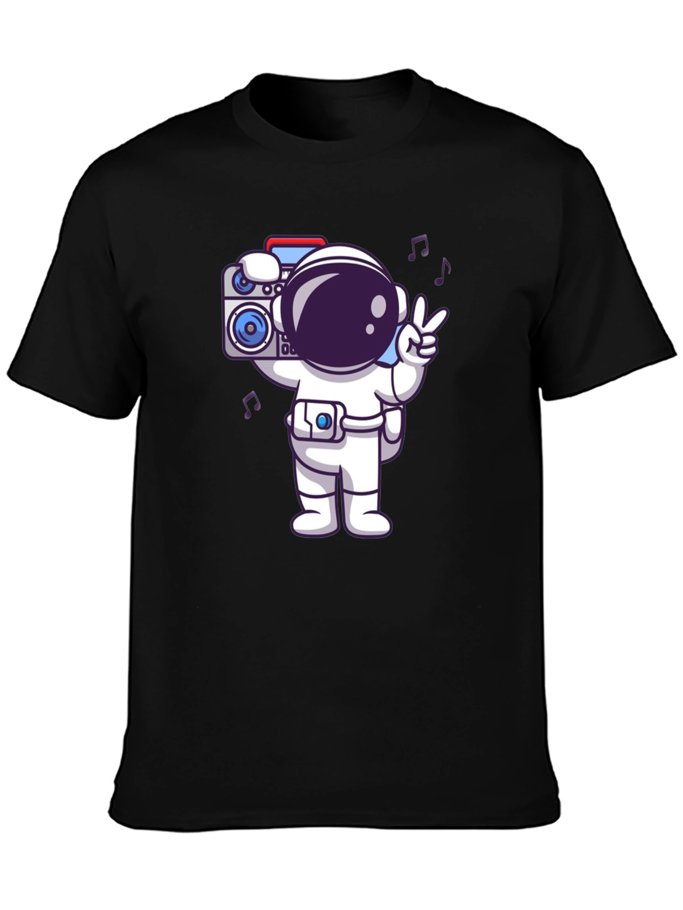 Black Astronaut Graphic Tee - Black Cotton Blend T-Shirt view 3