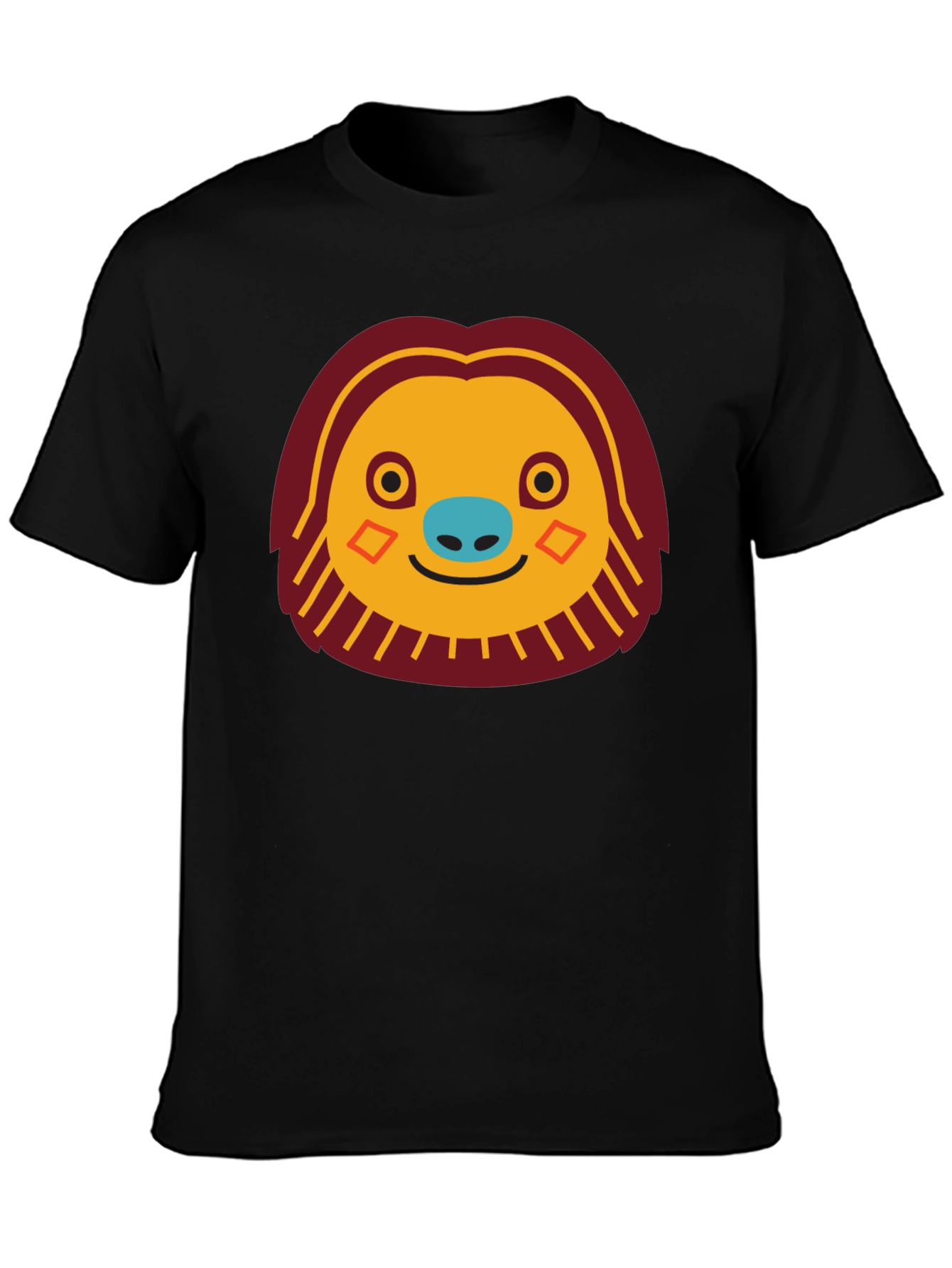 Black Funny Sloth Face Graphic T-Shirt view 3