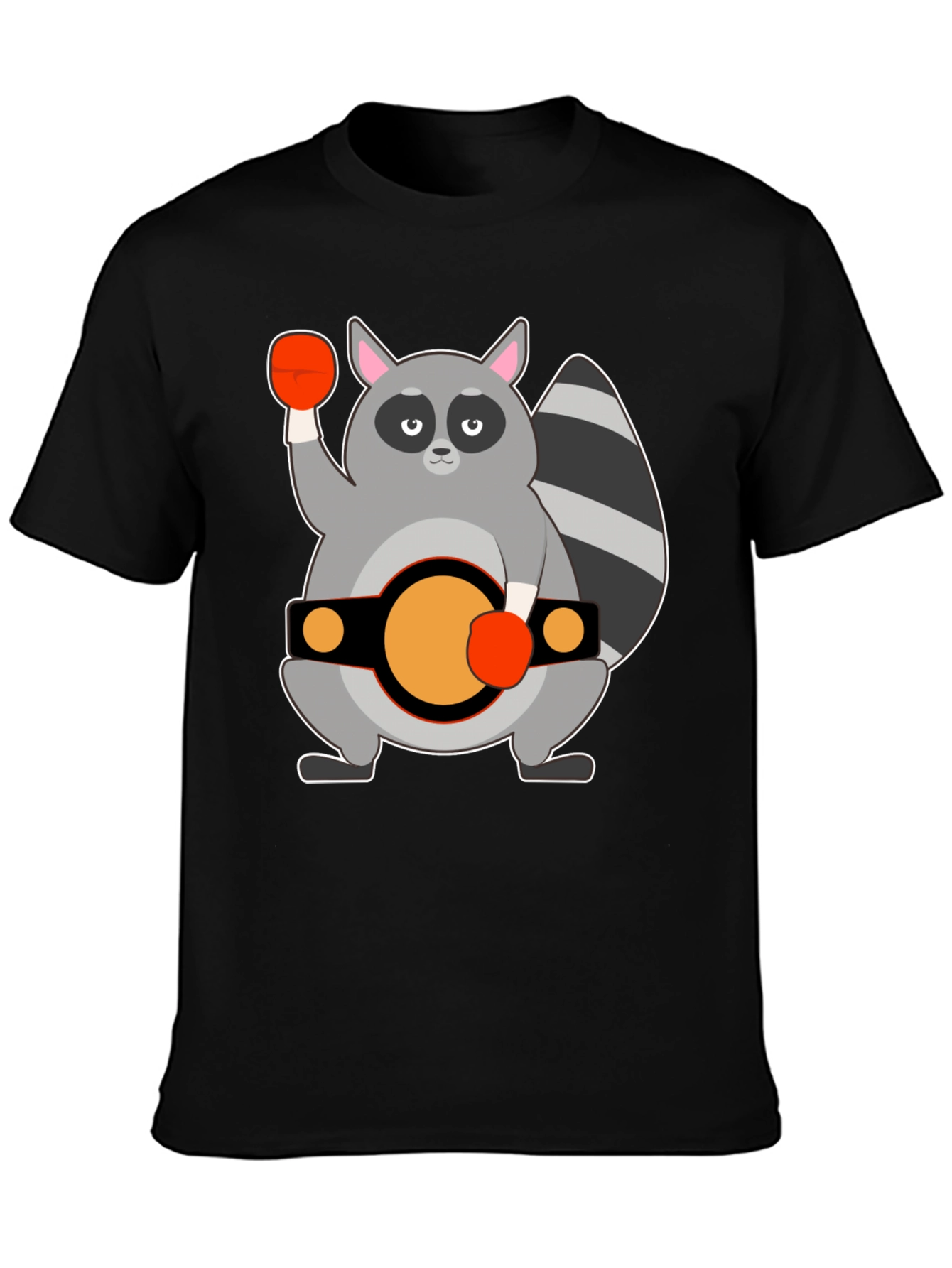 Black Raccoon Boxer Graphic Tee - Black Cotton T-Shirt view 3