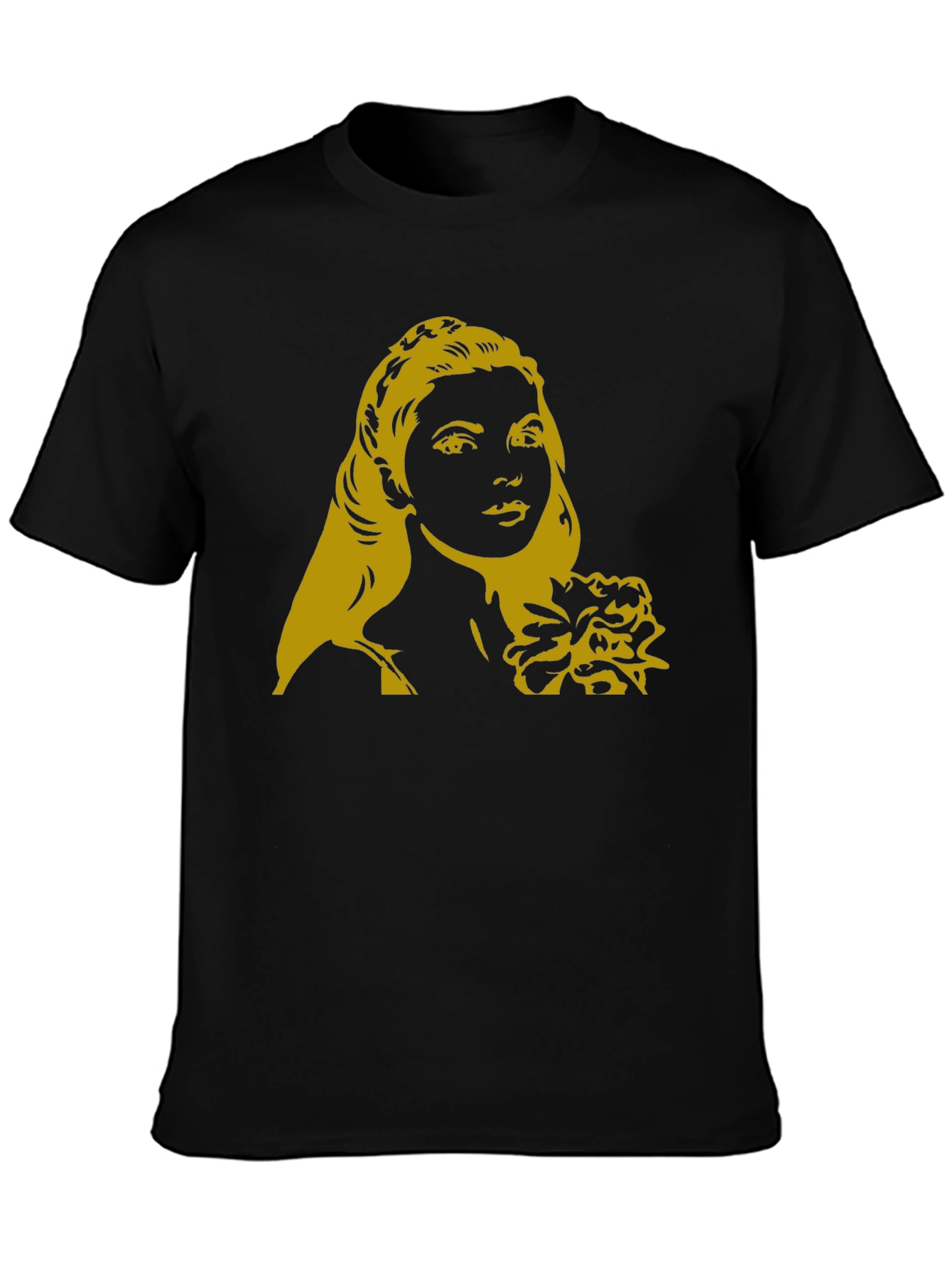 Black Woman's Portrait Graphic Tee - Black Casual Top view 3