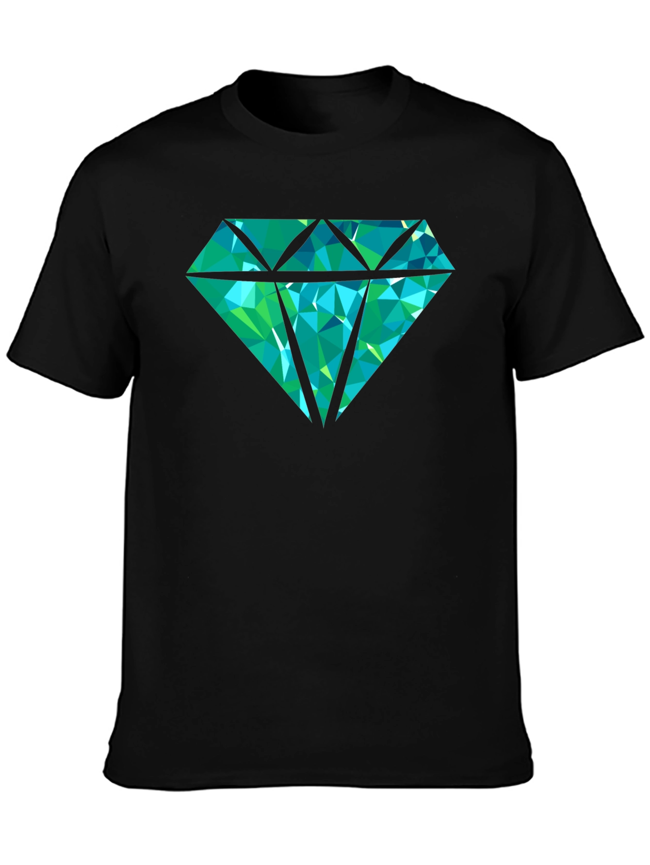 Black Geometric Diamond Graphic Print Tee - Black view 3