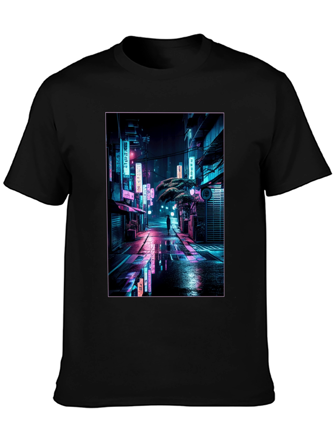 Black Neon Cityscape Graphic Tee view 3