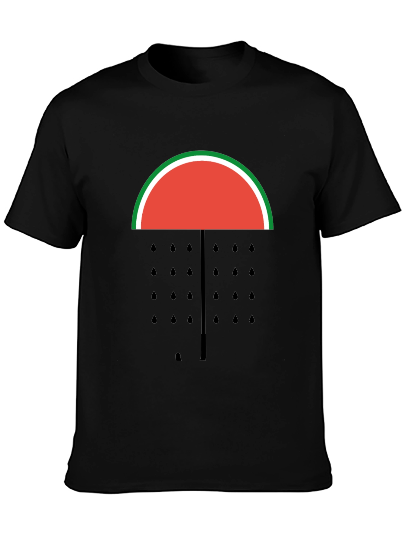 Black Watermelon Umbrella T-Shirt - Fruit Graphic Tee view 3