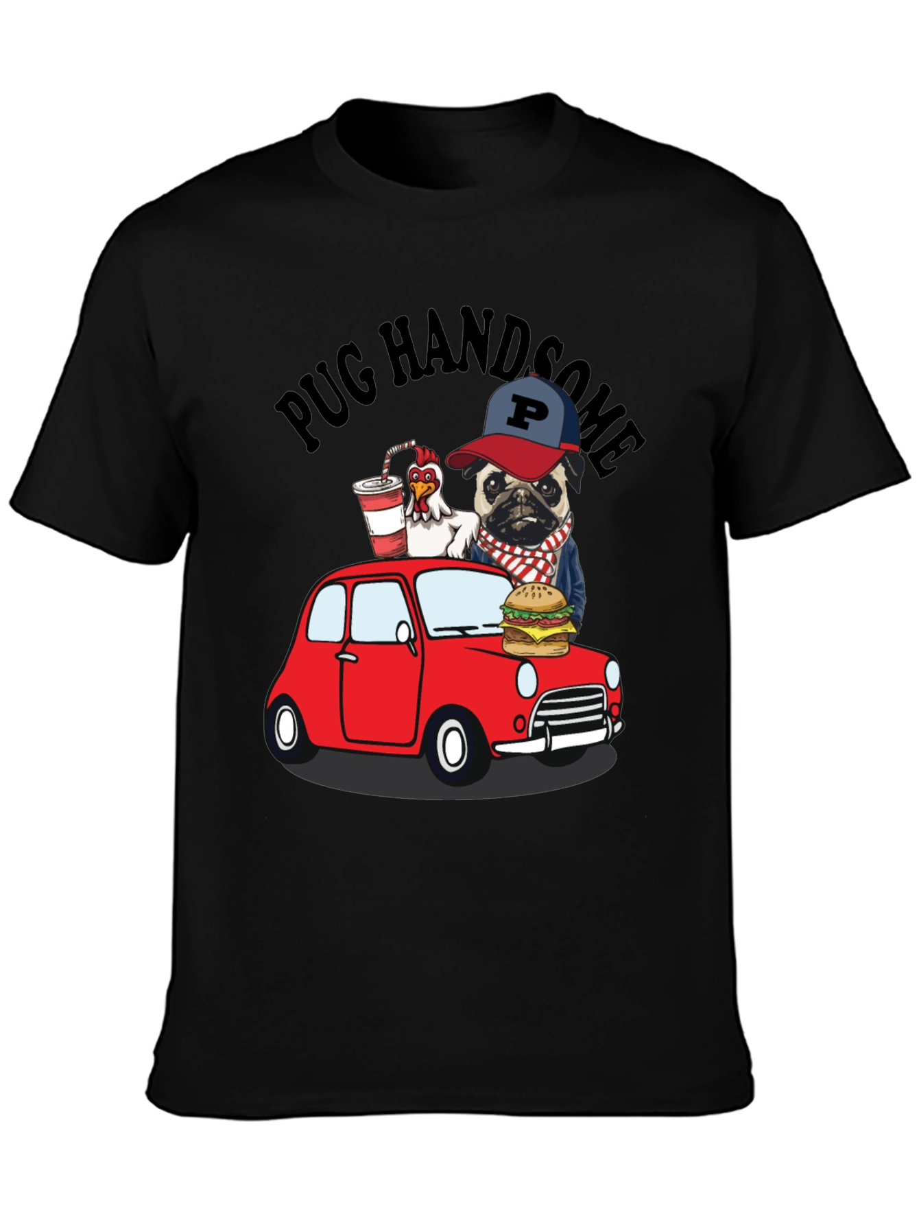 Black Pug Handsome Graphic Tee view 3