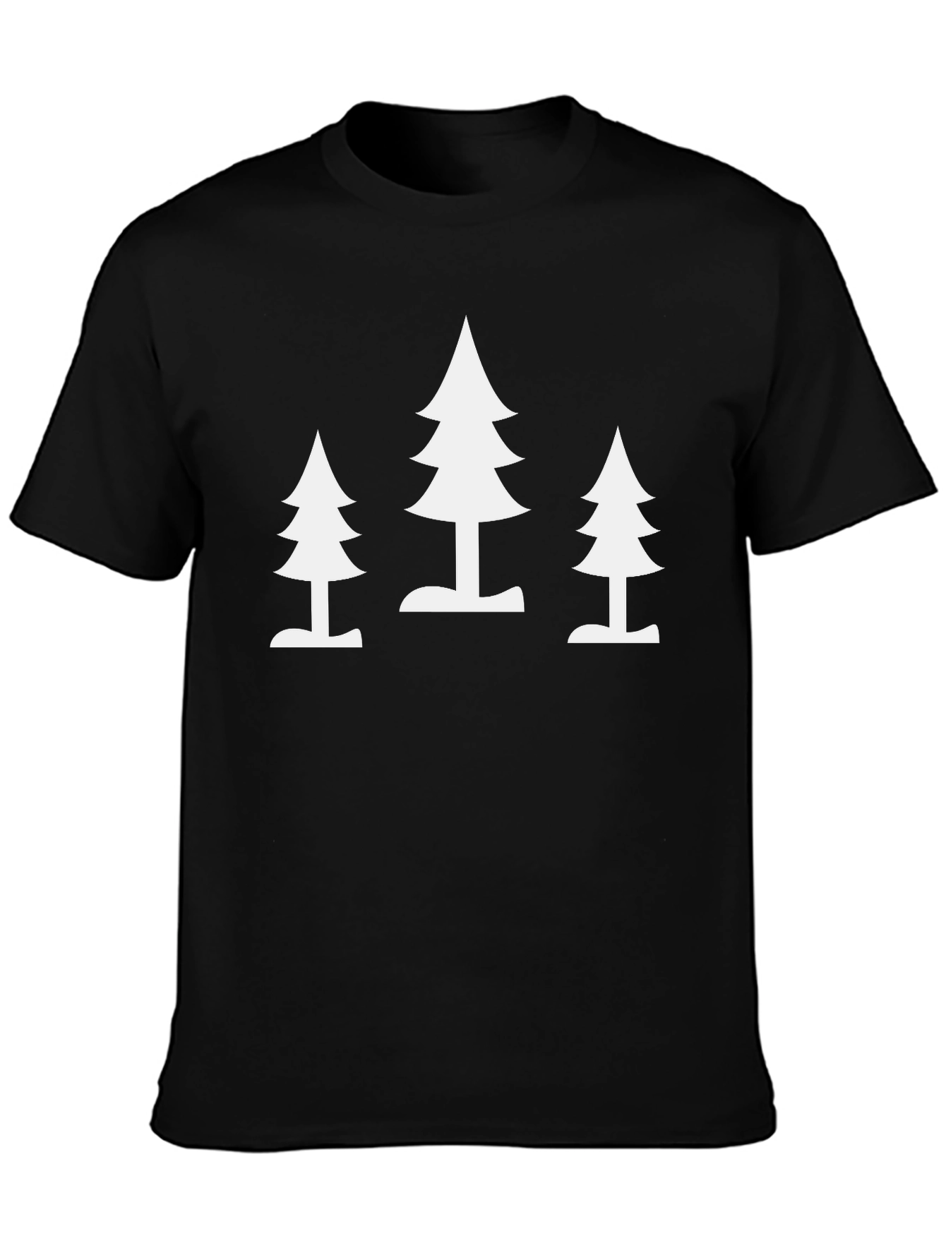 Black Minimalist Tree Print Black T-Shirt view 3