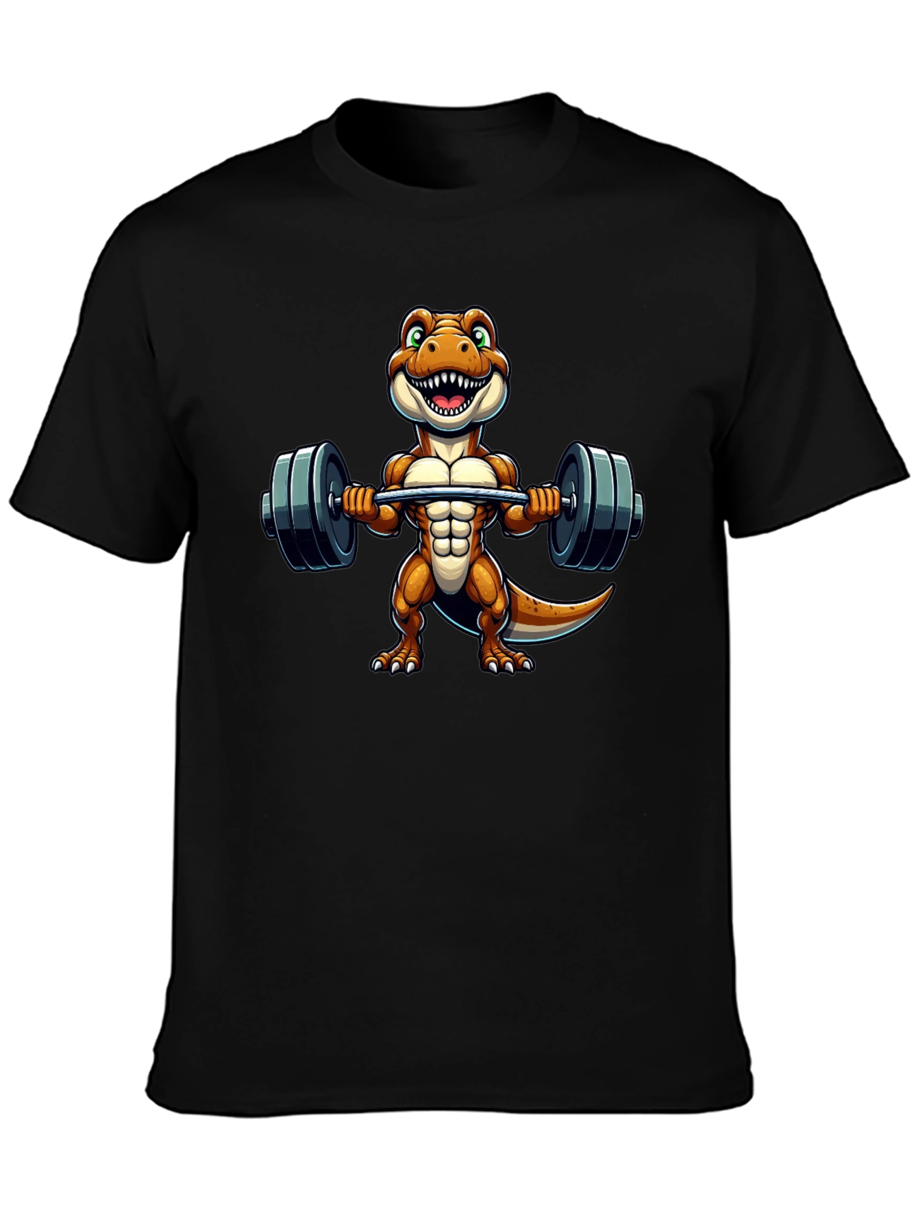 Black Dino Gym T-Shirt - Black Cotton Fitness Tee view 3
