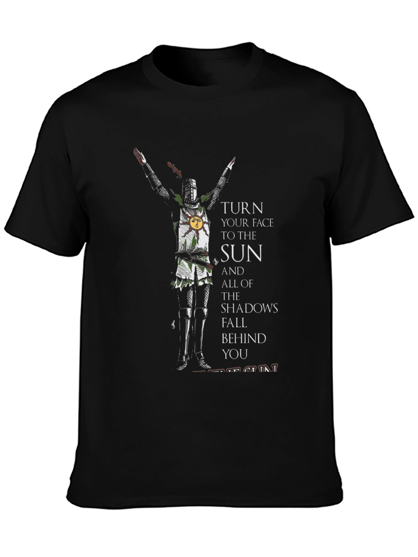Black Praise the Sun Knight T-Shirt - Dark Souls Inspired view 3