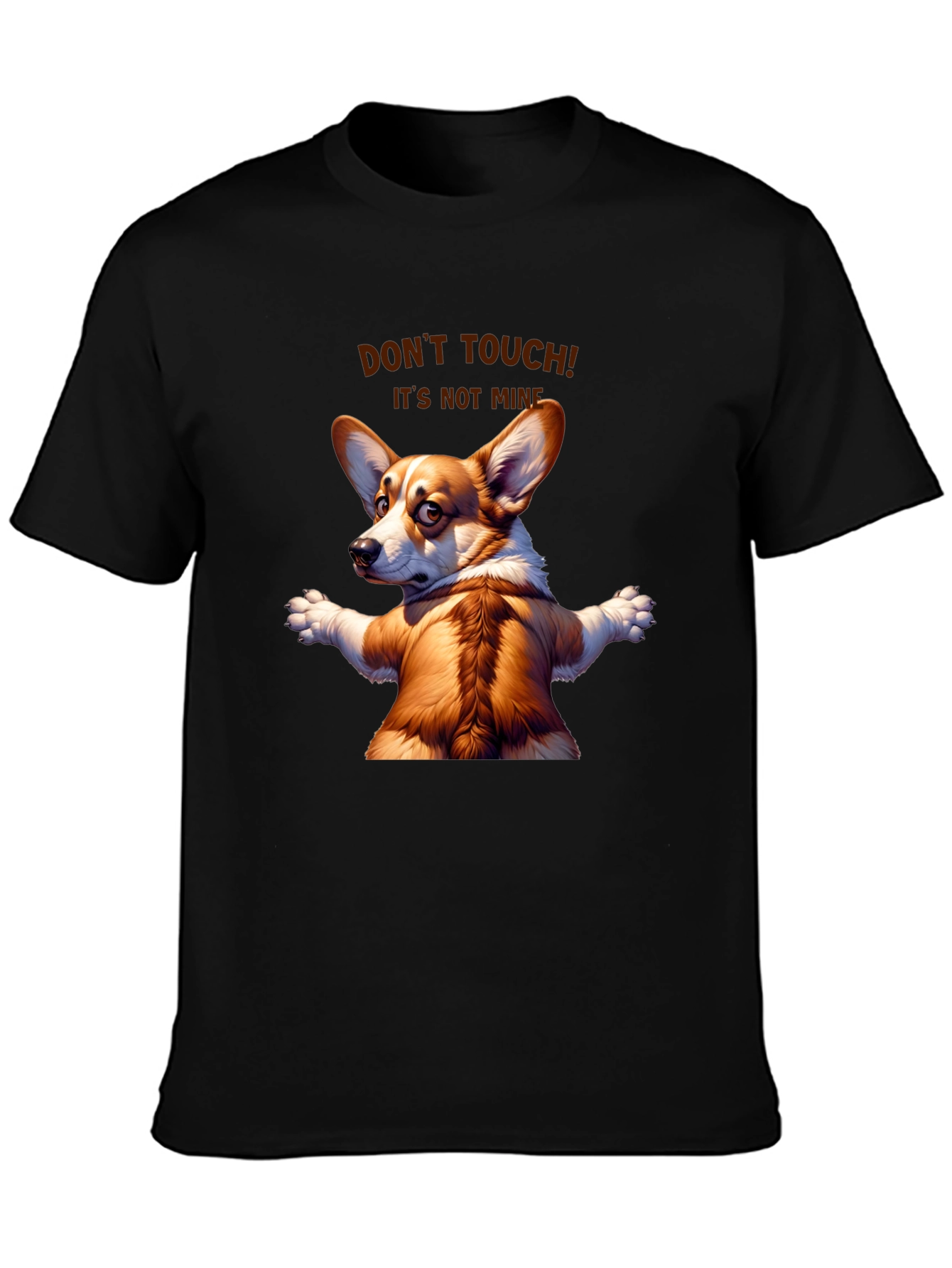 Black Funny Corgi Graphic Tee - Don't Touch! It's Not Mine! view 3
