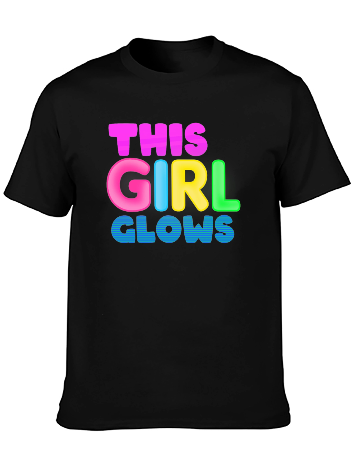 Black This Girl Glows Black T-Shirt - Fun, Colorful Design view 3