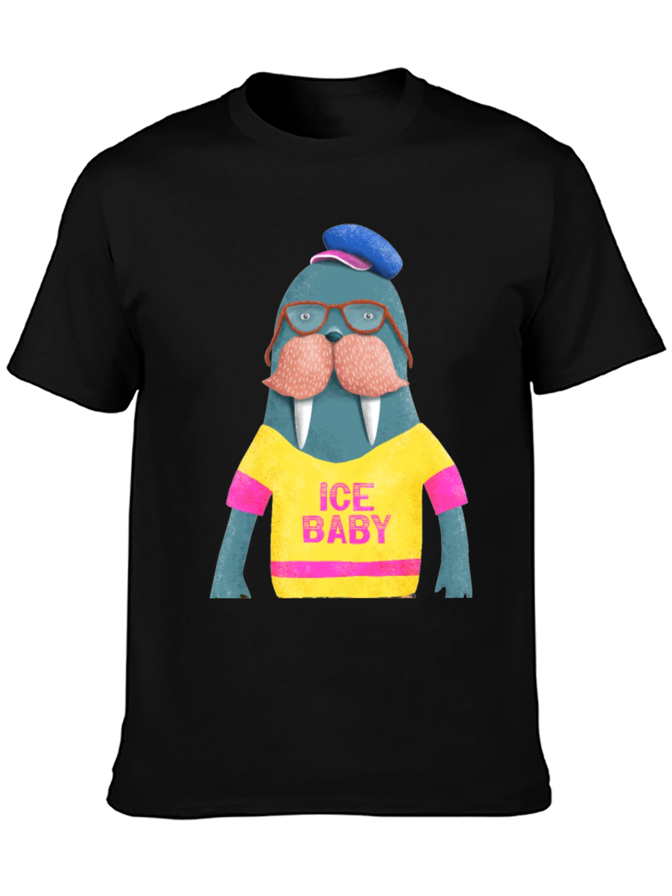 Black Ice Baby Walrus Graphic Tee - Men's Black T-Shirt view 3